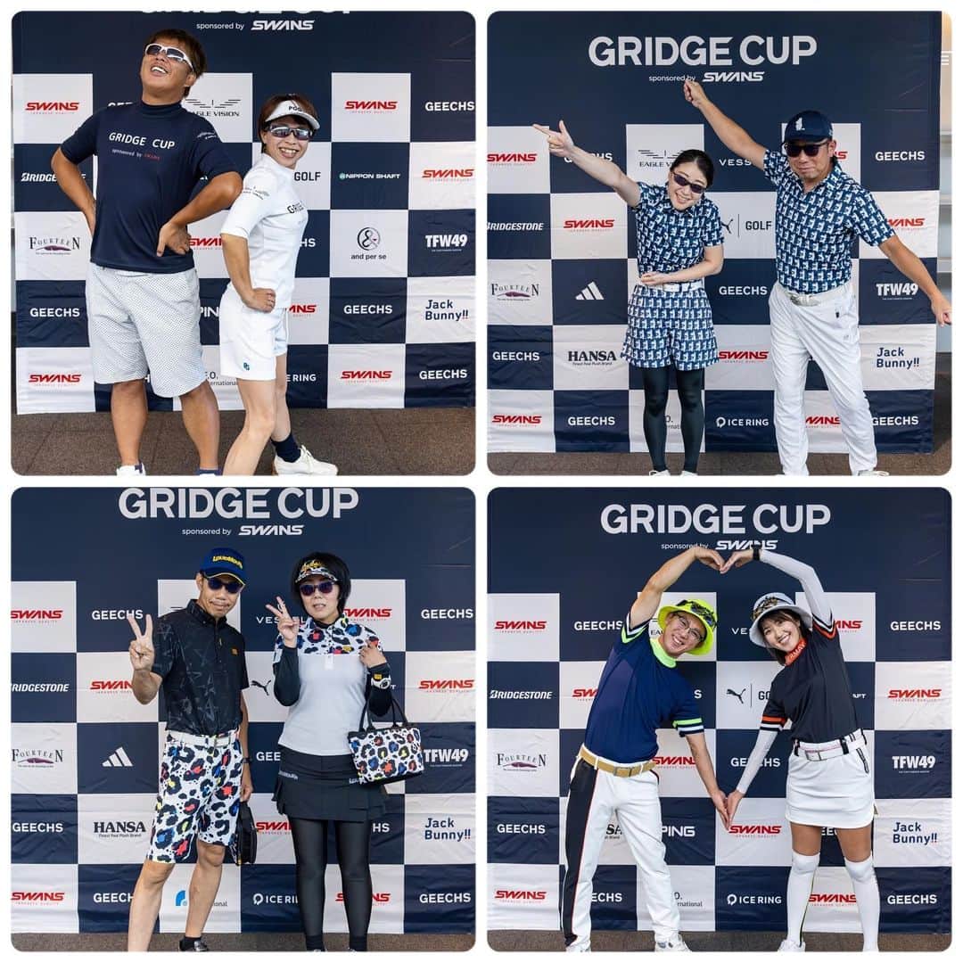 Gridge（グリッジ）さんのインスタグラム写真 - (Gridge（グリッジ）Instagram)「2023.7.24　関西第1回予選レポート📝  54ホールを擁する瀬田ゴルフコースで開催⛳️ 北コースではトーナメントが開催され、西コースはカジュアル、東コースはアスリート系とそれぞれのコースに特長があり、とても人気のコースです。  グリッジカップは様々なレベルのゴルファーが参加するのでカジュアルな西コースで⛳️🏌️‍♂️  フラットなコースのためか、チームでスコアが上手くかみ合っているチームが多く、全体的に高スコアとなりました👏  お天気も良く、日差しが強かったためサングラス試着してラウンドする方がとても多く🕶️「芝目がよく見えた」「軽くてかけ心地がよかった」などのお声も多くいただきました☺️  ベストドレッサー賞（ベストペアコーデ賞）は「PLAY YOUR BEST」ペア👬✨  テーパードパンツ＋モックネックシャツでカジュアルなスタイルでありながら、カーキで全体が引き締まった印象があり、今回はこちらのペアをベストドレッサー賞に選ばせていただきました⭐️  その他にも素敵なペアコーデやオリジナリティのあるポージングのペアをご紹介❣️  今年の予選は残り1回。現時点で1枠のみ空きがあります！  #グリッジカップ #gridgecup #グリッジカップ2023  #gridge #グリッジ #ダブルス #ゴルフ競技 #ゴルフイベント #ゴルフ好き #ゴルフ男子 #ゴルフ女子 #ゴルフコンペ #スワンズゴルフ #スワンズサングラス #イーグルビジョン #gridgecupに出よう」10月20日 19時09分 - gridge562