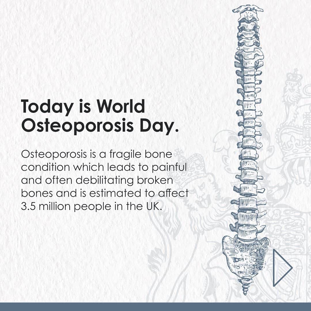 ロイヤル・ファミリーのインスタグラム：「Today is World Osteoporosis Day. 🦴   Osteoporosis is a fragile bone condition which leads to painful and often debilitating broken bones. It is estimated to affect 3.5 million people in the UK.   The @RoyalOsteoSoc is The Queen’s longest standing patronage, having supported the charity since 1994, after seeing her mother and grandmother suffering with the condition.   👈 Swipe across to read more about Her Majesty’s ongoing work in this area, and head to @royalosteosoc to find out about the support they provide.」
