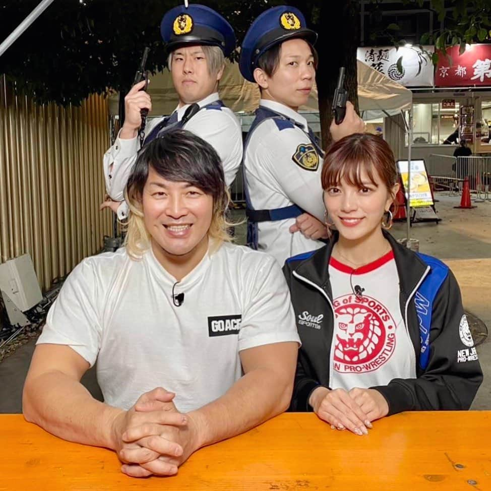 棚橋弘至のインスタグラム：「今日は #新日ちゃんぴおん の収録×2でした👮🚨  #テレ朝 #njpw」