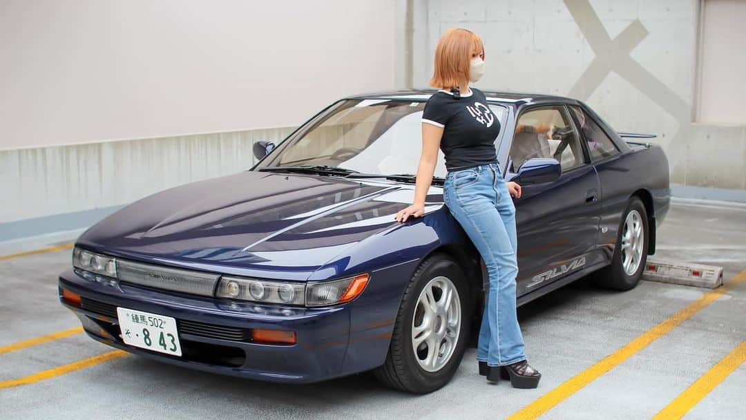 テレスのインスタグラム：「本日の動画はこの後21時30分より公開☀️  #愛車紹介#テレス#nissan#silvia#s13#シルビア#クラブセレクション#japanesegirl #車好き女子#車女子#MT女子#スポーツカー女子」