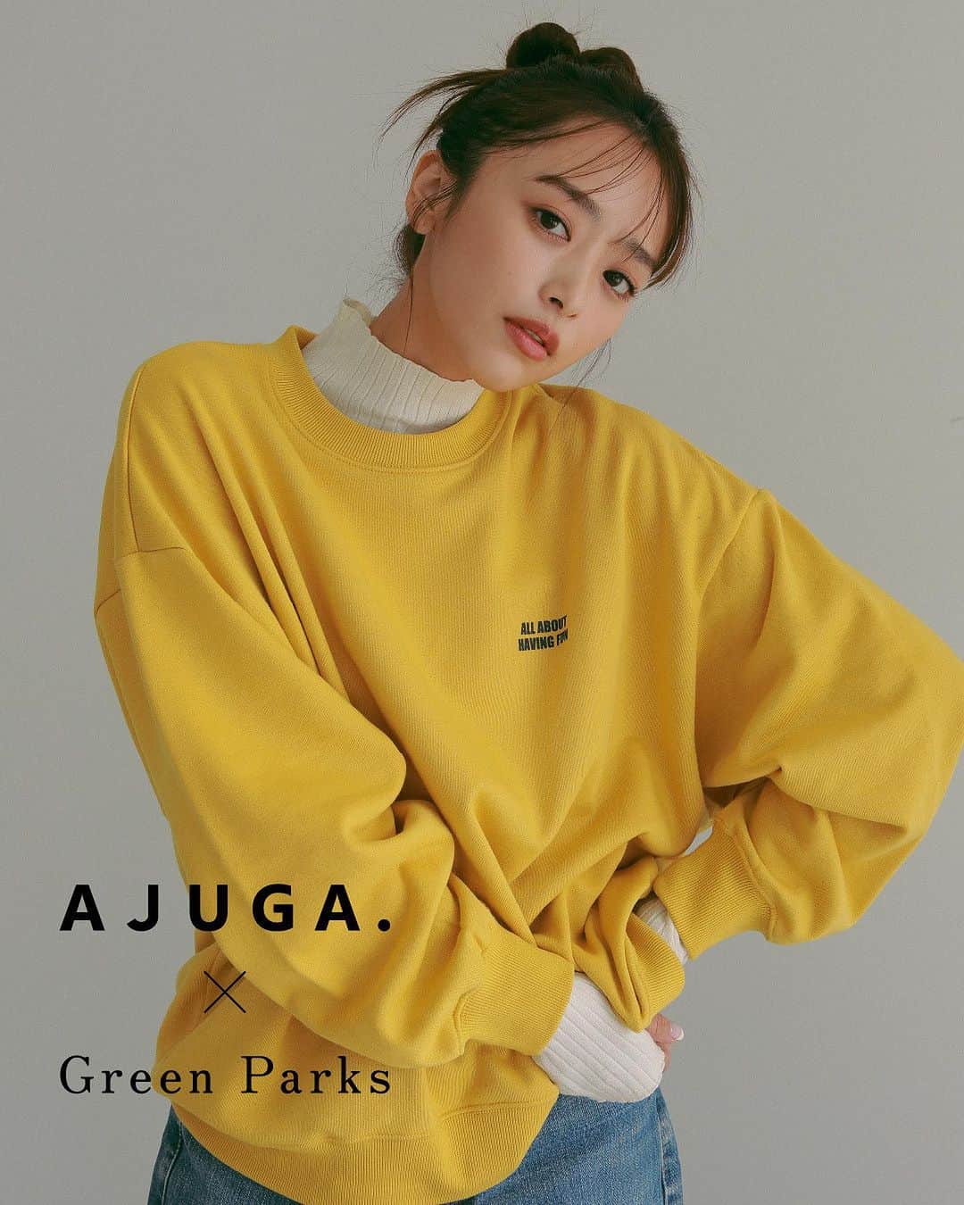 Green Parks(グリーンパークス) のインスタグラム：「AJUGA. × Green Parks 【本日発売開始】  近藤千尋さんプロデュースブランド 「AJUGA.」とGreen Parksのコラボレーション。  忙しいママや女性のおしゃれを応援する、 近藤千尋さんが“いま着たい” オリジナルアイテムをラインナップ！  ◼︎Green Parks店舗＆オンラインストアにて好評発売中！  🩶スタッフコーデは#AJUGA_GreenParks をCHECK✔︎  ＝AJUGA. @ajuga.shop ＝ 近藤千尋さんがディレクションする、 0歳～5歳を対象とした おしゃれな子ども服を中心に、 パパとママの為のアイテムも展開するブランド。  ＝近藤千尋 @chipichan.1215 ＝ 1989年12月15日生まれ 岡山県出身 SNS総フォロワー数360万人超え 2012年よりモデル活動を開始し、 現在はファッション誌やバラエティ番組、CM 多数出演。 2 児の母でもあり、レディースアパレルや キッズ商品を手掛けるなど活躍の場を広げている。  #近藤千尋 #AJUGA_GreenParks #AJUGA #アジュガ  #GreenParks #グリーンパークス #AJUGA_GreenParks  #冬服 #冬服コーデ #冬コーデ #ニット#シャギーニット #リブニット #ニットカーディガン  #スウェット#ロゴスウェット #キャミワンピ #ワンピース #ベスト #ファーベスト #パンツ #ハイウエストパンツ   stripe_intl」