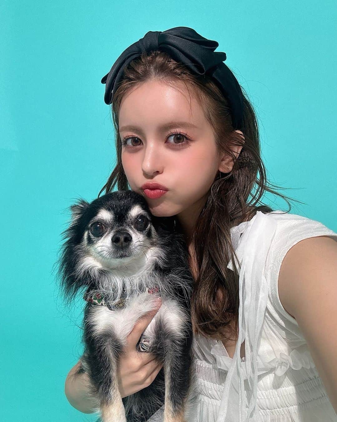 吉崎綾のインスタグラム：「とある撮影を愛犬と🐶♡」