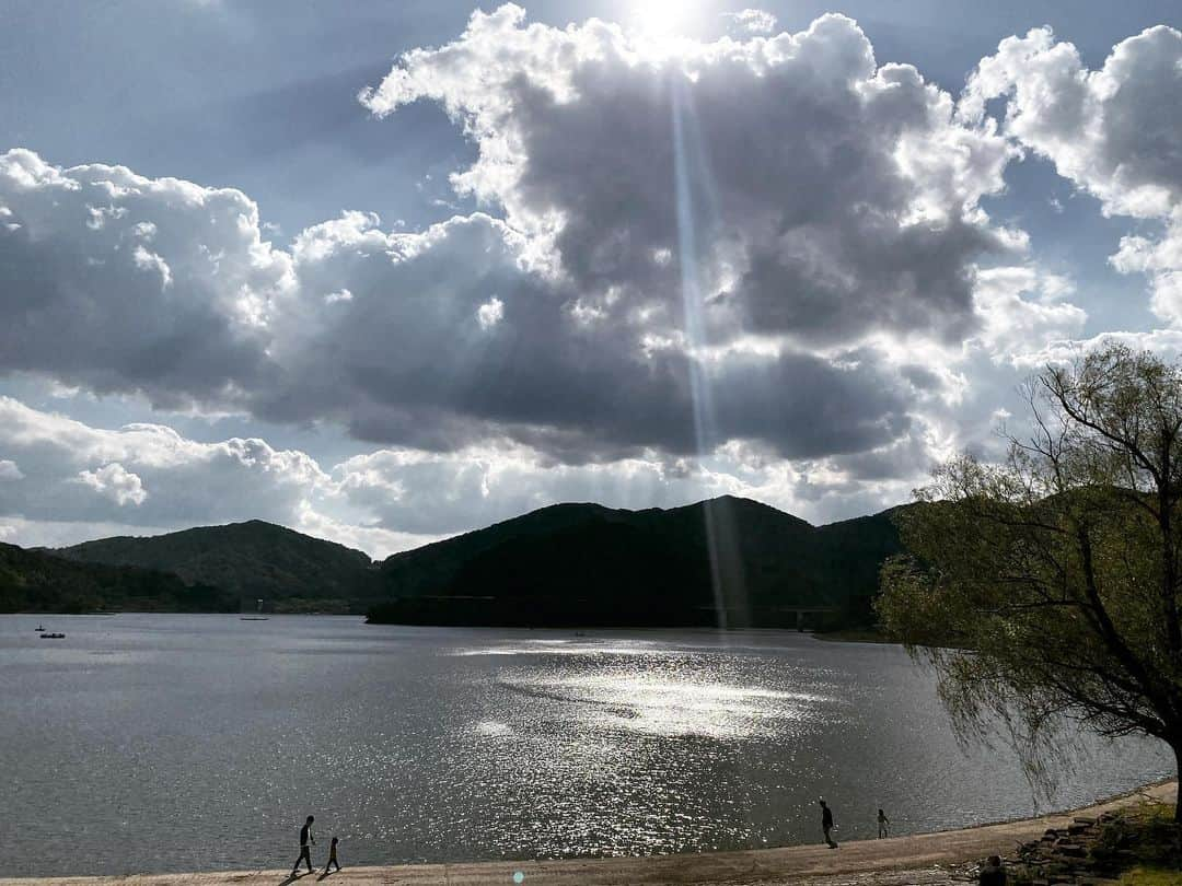 maiのインスタグラム：「先週の日曜日。 天気がいいし イグも連れて遠出。 イグは出かけると 序盤興奮して  すぐにスタミナが切れ 早々に帰りたくなるようです。笑 久しぶりの湯治村。 顔ハメ イグ。 ちゃんと 耳の位置が ツノの位置。笑 証明写真風イグ、 良かったら 履歴書にお使いください。」