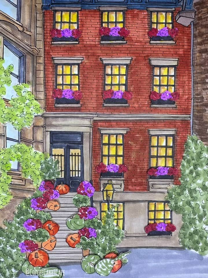 RIASIMのインスタグラム：「One of the loveliest home in the village and on such a lovely street too! I love walking on W 11th St. Pretty homes lined this street, trees, and not really busy either. There’s certain streets I take to get to Greenwich Village (and beyond) and this is one of them! . I included the picture I took of the home and was strict by how gorgeous the bright purple/deep pink flowers are! It’s striking especially against the brick facade. 🌺 . Have a lovely Friday and start to the weekend everyone! Kinda wish it was raining though 😏☔️ Stay dry !  . . . . . . . #westvillage #westvillagenyc #westvillagelife #westvillagenewyork #prettycitynewyork #stopmotionanimation #coffeecakescafe #facadelovers #fallinnewyork #fallinnyc #streetsofnewyork #made_in_ny」