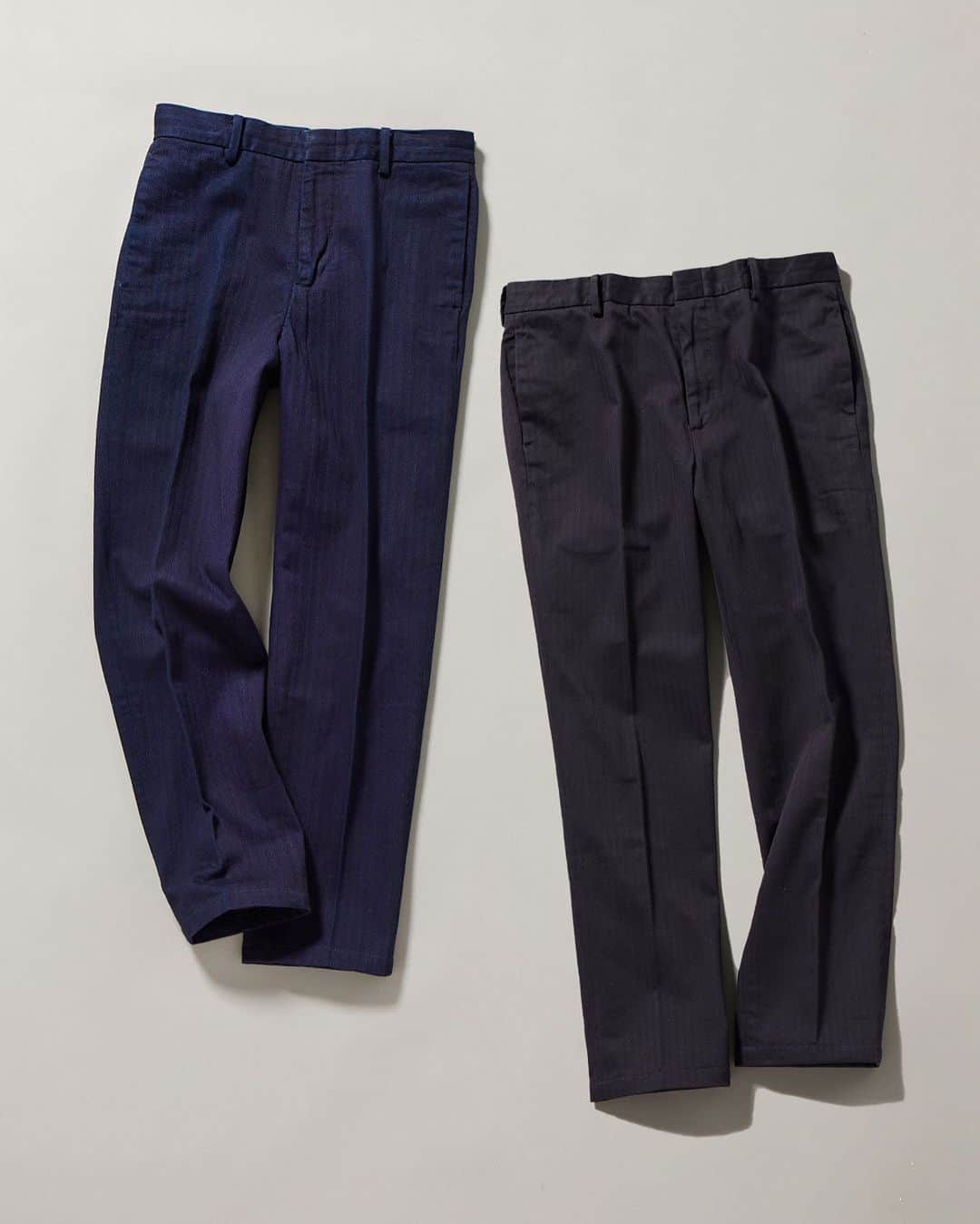 momotarojeansのインスタグラム：「.MOMOTARO JEANS Autumn Winter 2023 Collection  INDIGO & SUPERIOR PIMA COTTON HERRINGBONE TROUSER  インディゴ & スーピマコットンへリンボントラウザー  #momotarojeans #桃太郎ジーンズ #denim #jeans #indigo #indigoflannelshirt #madeinjapan #okayama #kojima #momotarojeansAW23」