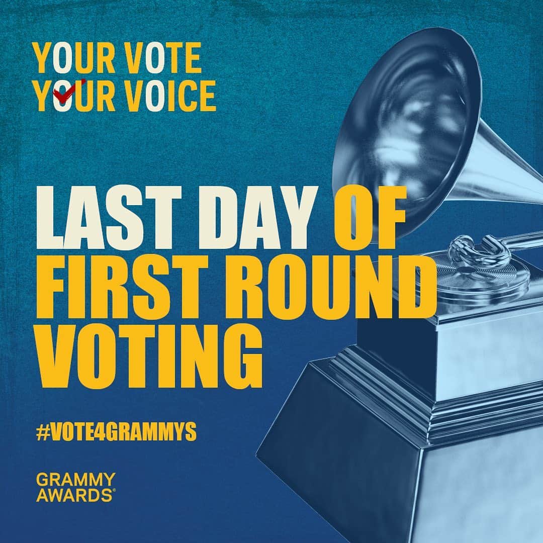 The GRAMMYsのインスタグラム：「📢 Attention #RecordingAcademy voting members: First Round Voting ends today, Oct. 20 at 6 p.m. PT!   🎶 For 66 years, the significance of the GRAMMY Award has been upheld by members like you. Your vote matters now more than ever. Do your part and submit your ballot before voting closes tonight.  ✨ Thank you for continuing to be a champion of this cherished tradition and honor. #Vote4GRAMMYs」