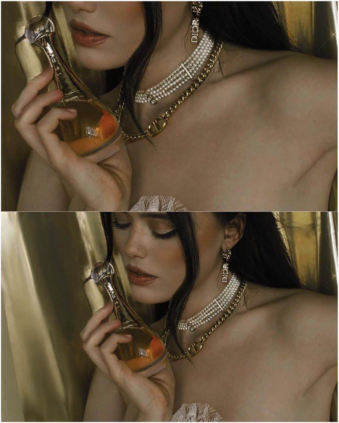 クリスティナ・バザンさんのインスタグラム写真 - (クリスティナ・バザンInstagram)「Today I am honored and excited to share with you my latest collaboration with @diorbeauty in celebration of their timeless and iconic fragrance J’adore L’Or. Francis Kurkdjian, perfume creative director of Christian Dior, brings a new perspective to J’adore, seeking its most essential expression with the ultimate aim of obtaining its purest quintessence. With a blend of Rose, Lily of the Valley, Jasmine and Violet, this scent is subtle yet completely hypnotic and sensual. The iconic bottle has been reinvented, modernized with precious materials as the neck of the bottle echoes the warmth of the scent, transformed into fluid and organic gold that gently embrasses like a wave the perfume glass. What a joy to re-interpret the codes of this mesmerizing fragrance through this set of images ✨💛 @diorbeautylovers #JadoreDior #FlowersAreGold #ad Wearing all Dior jewelry @tandemagency」10月21日 0時14分 - kristinabazan