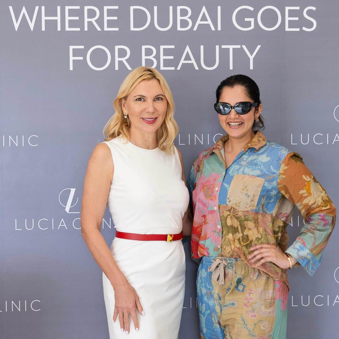 サニア・ミルザのインスタグラム：「When in Dubai… Lucia clinic is a one-stop glam-up spot! Great to see @mirzasaniar at our clinic again! Achieving youthful and smooth skin sometimes feels like winning a championship 🏆 But at Lucia clinic, we really win grand slams when it comes to our patient’s skin! See you again soon at Lucia clinic, Sania!  #luciaclinic #luciaclinicdubai #saniamirza」