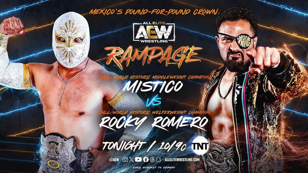 ロッキー・ロメロのインスタグラム：「Tonight on #aewrampage!! @caristico_official vs @azucarroc only on @tntdrama @aew」