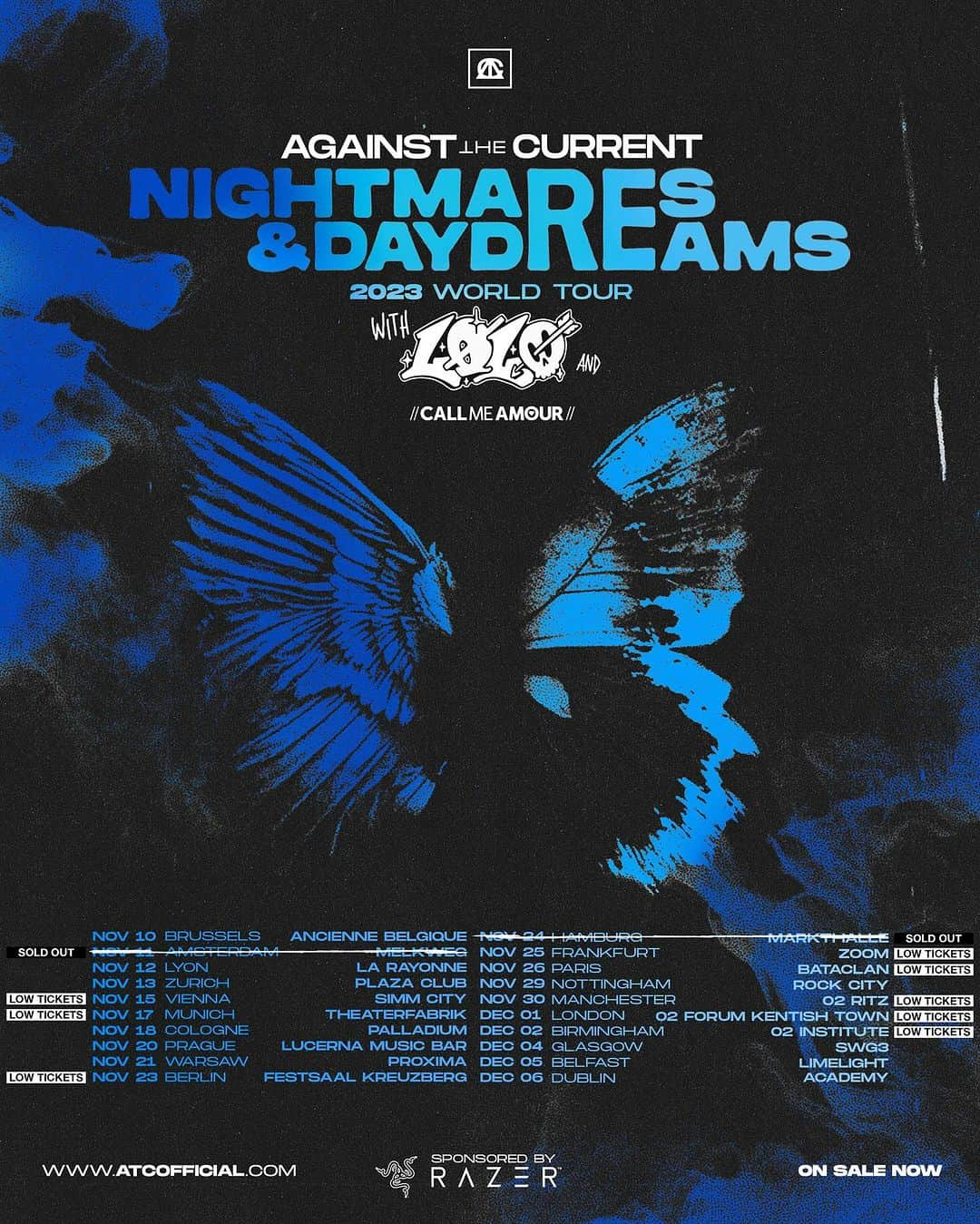 クリスシー・コスタンザのインスタグラム：「thank you latam, australia, & asia for making part two of the Nightmares&Daydreams 2023 World Tour a special one 🦋🖤 stoked to be back in the UK/Europe in less than 3 weeks with @lolo + @callmeamour   Tickets going super quick with shows selling out, so check out ATCOfficial.com to get your tickets before it’s too late !!!」