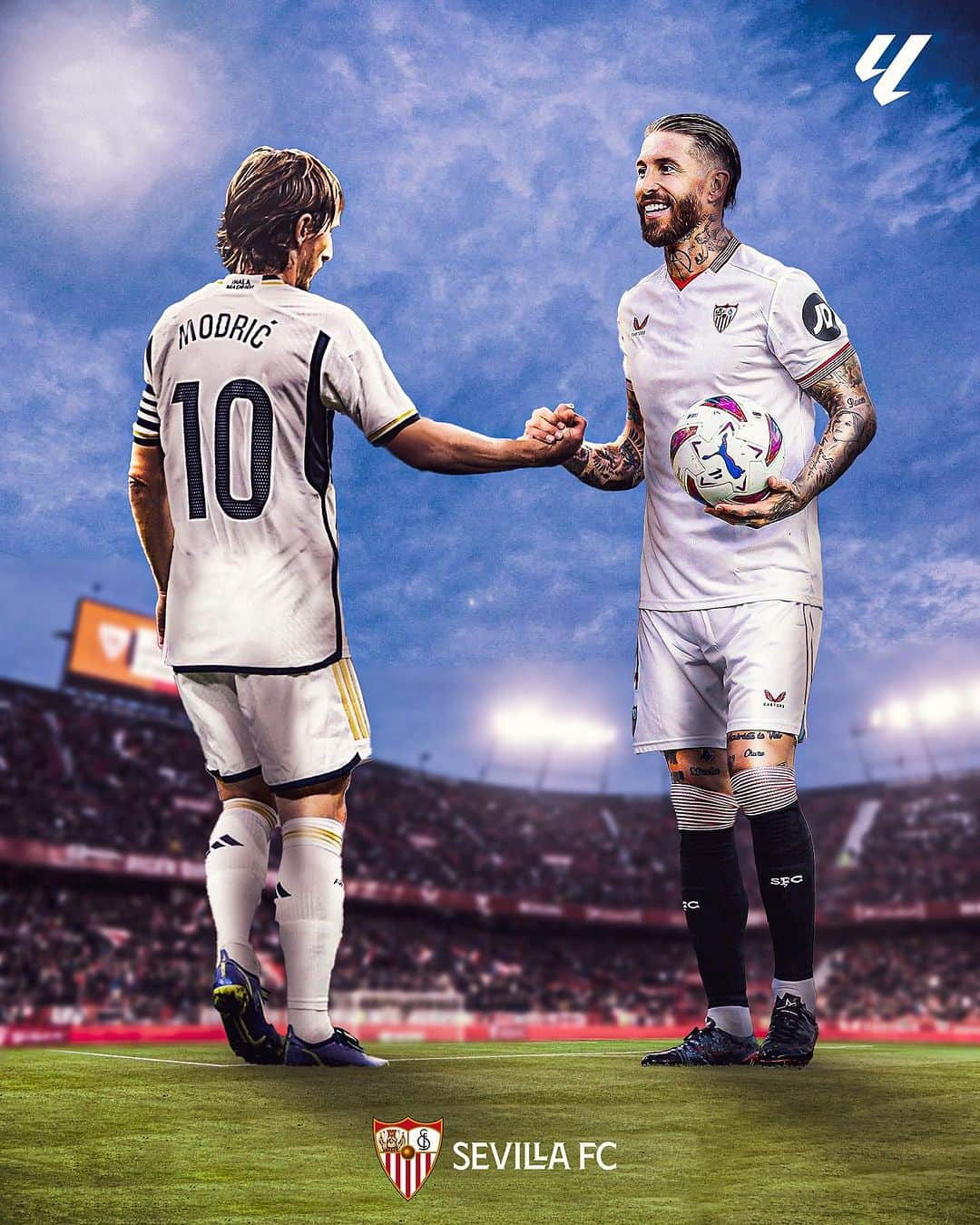 セルヒオ・ラモスのインスタグラム：「Rivales dentro del campo, amigos fuera. 🤝❤️  #SevillaFCRealMadrid」