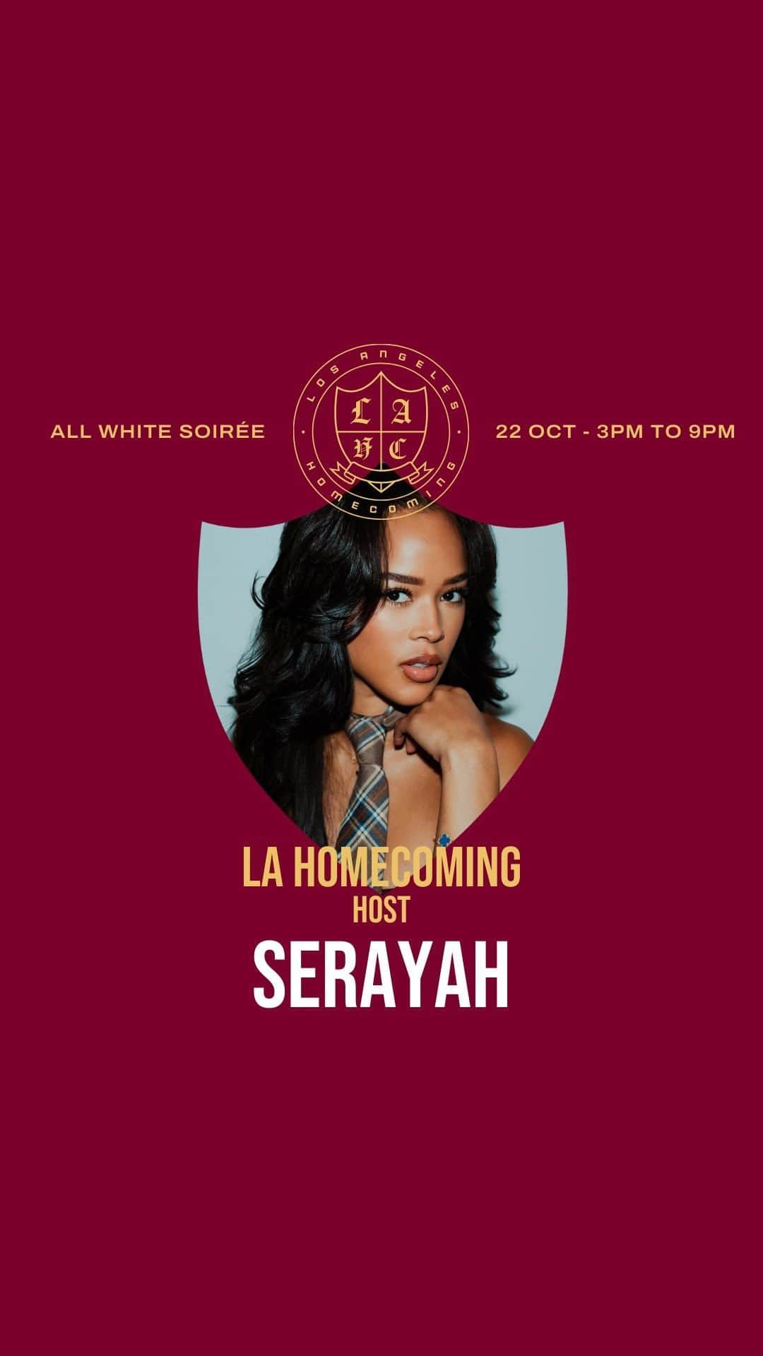 セラヤ・マクニールのインスタグラム：「I’m hosting @lahomecoming 🥁 with @terayle_ this Sunday Oct. 22 in LA with special performances from @iamtravisporter and @jazmine. 🎉  It’s a ALL WHITE fundraiser party that brings HBCU culture to LA while raising funds for HBCU scholarships! Also, tickets include open bar 🍹 + food.🌯 See ya’ll there. 🔥   LINK IN BIO:」