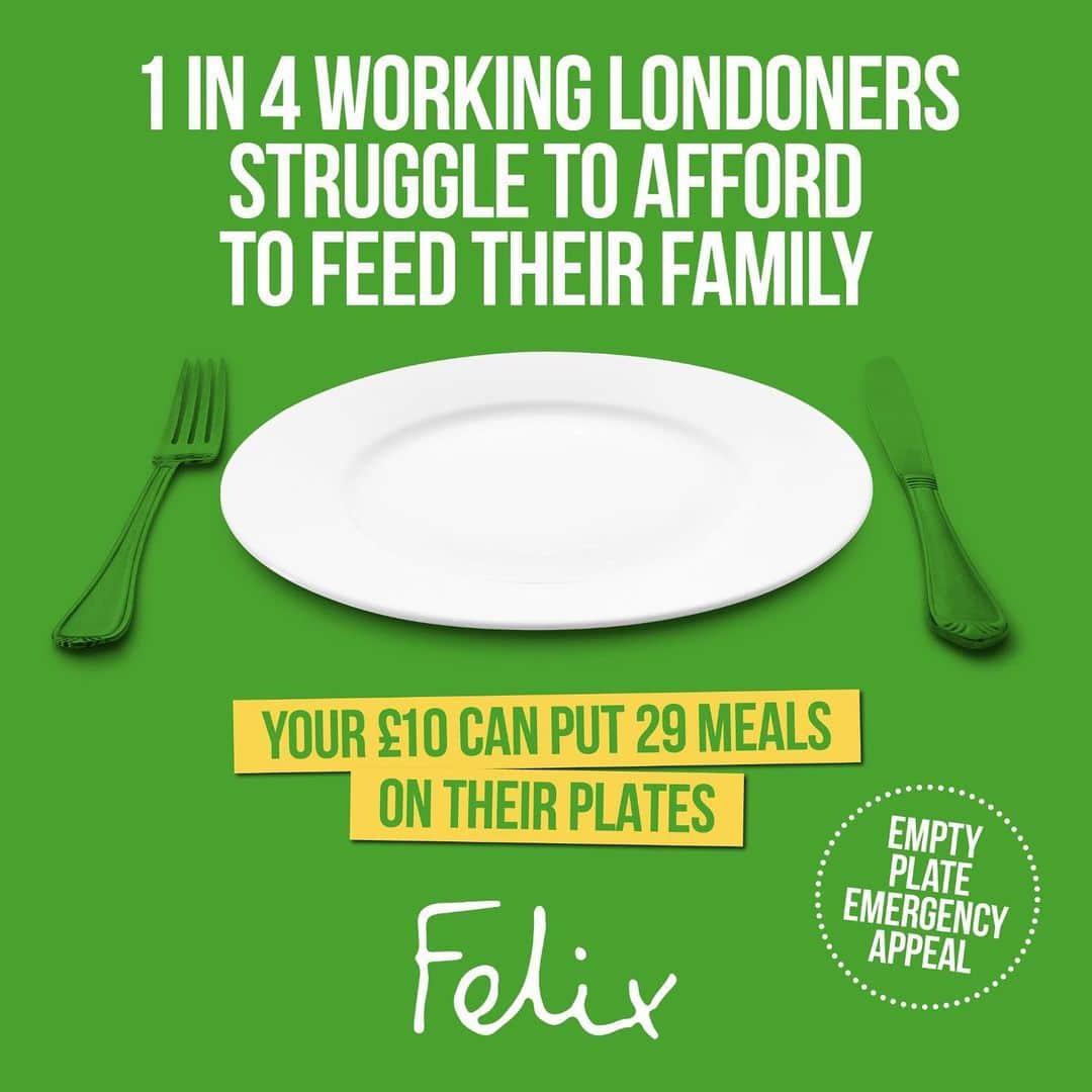 ファーン・コットンのインスタグラム：「🍽️ The rise in food prices mean that 1 in 4 working families in London are struggling to feed their kids. @thefelixproject deliver millions of meals a year to organisations across London and their brilliant work not only saves tonnes of great food from going to waste but also provides much needed nutrition to many Londoners in need. Please donate to their #EmptyPlateEmergencyAppeal by clicking the link which I've just posted on Stories」
