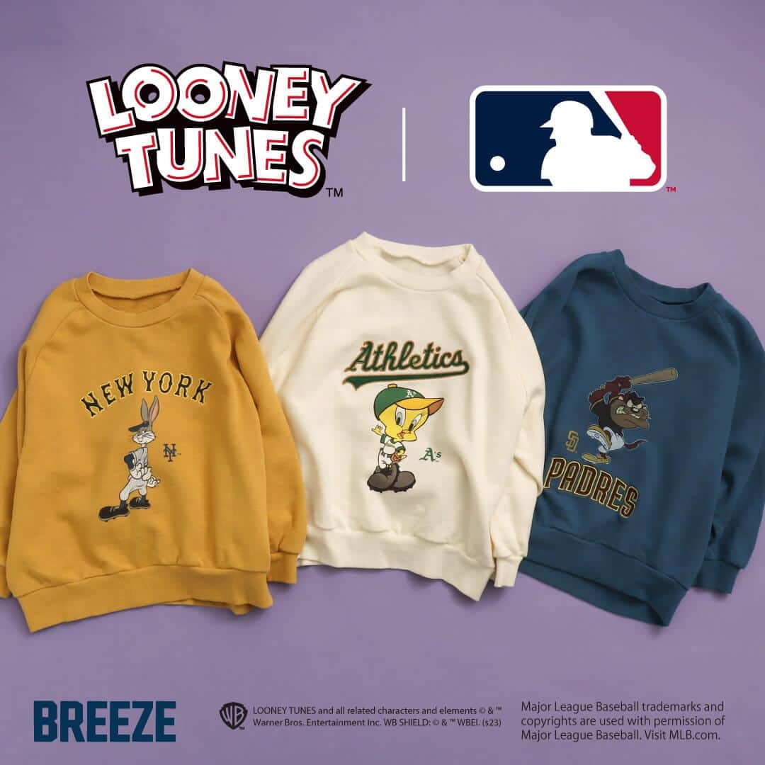 エフオーオンラインストア 子供服さんのインスタグラム写真 - (エフオーオンラインストア 子供服Instagram)「【LOONEY TUNES×MLB】BREEZE WEB限定アイテム！ 世界のMLBロゴがLOONEY TUNESのキャラクターたちとコラボ⭐  MLBと、アメリカを始め世界中で楽しまれているアニメーション 「ルーニー・テューンズ」のモチーフが融合したスペシャルコラボ！  バッグス・バニーやトゥイーティーが MLBチームのユニフォームやアクセサリーを纏ったデザインや インパクト大のチームロゴに胸ポケットからバッグス・バニーやトゥイーティーがひょっこり登場しているデザインなど とっておきのデザインに♪  オンラインストアでしか手に入らない スペシャルなコラボをお見逃しなく✨  ======================= 商品詳細や価格は ショッピングタグからご覧いただけます★ =======================  #MLB #MLBコラボ #メジャーリーグ #ワーナーブラザース #LooneyTunes #ルーニーテューンズ #ワーナー100周年　#WB100 #トゥイーティー #バッグスバニー #foonline #BREEZE #ブリーズ #子供服 #こどもふく #ベビー服 #キッズコーデ #お揃いコーデ #おしゃれキッズ #おしゃれキッズと繋がりたい」10月21日 18時00分 - foonline