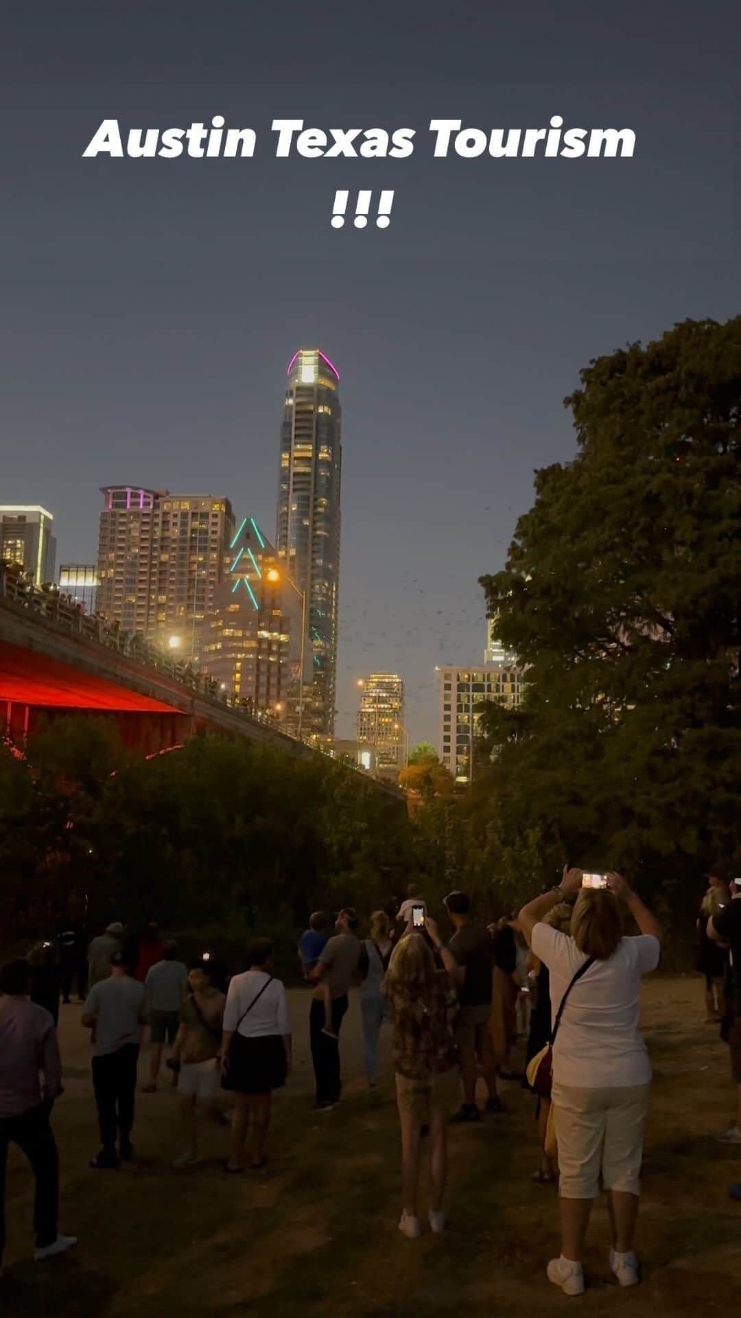 ブライアン・メイのインスタグラム：「Talking of tourism … here was a great surprise.  About a million and a half BATS stream out from this bridge in the middle of a busy city after the sun goes down.  Wonderful to see that the Texans respect them and protect them.  Love it.  This is living with wildlife.  Viva Austin !!! Tomorrow we ROCK to 300,000 folks at the F1 races !!! Bri」
