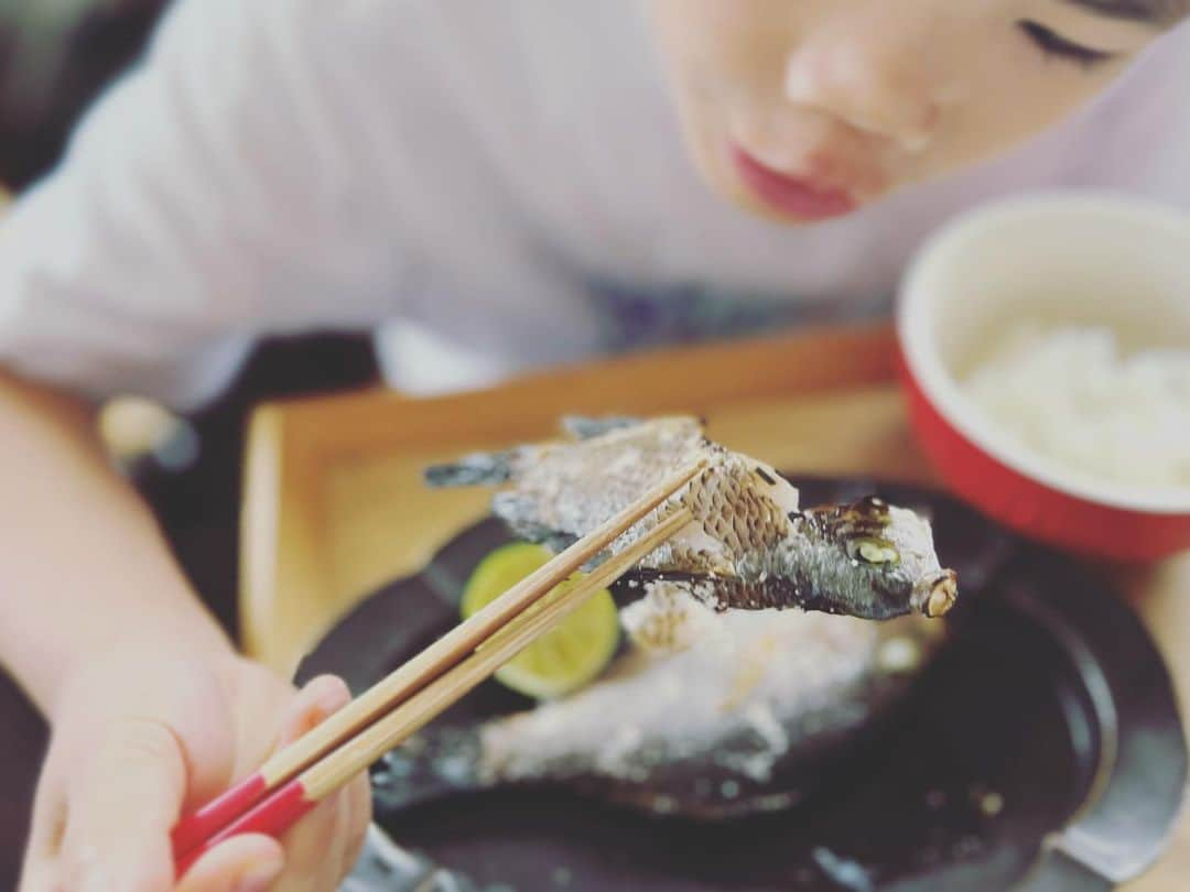 萩野志保子さんのインスタグラム写真 - (萩野志保子Instagram)「過日の #釣って食べる 朝食。 外道扱いされることの多いウミタナゴとスズメダイ ですが、息子は塩焼き一択で好物。 釣れると塩焼き塩焼き！と喜びますw ✔︎白身がふかふか ✔︎骨が細くて柔らかい 🙆  天ぷらにしたベラ の骨を低温で揚げて骨せんべいに🐟🩻🍘 こんなにちいちゃなお魚さんの時に言うのも何なのですが笑 もう、キッチンで釣った魚を捌くのが普通になってきたこと、 そのことに毎回まだ いちいち感動しています。 #50代の成長  #塩焼き #ウミタナゴ #スズメダイ  #天麩羅  #ベラ #9歳 #息子 #おともだちも一緒に #釣り #仕掛けから何から #釣り方を教えてあげていました #教えてあげられると #自分も上達できるよね #釣って捌く #釣って食べる #命に感謝 #釣りスタグラム」10月21日 11時48分 - shihoko_hagino