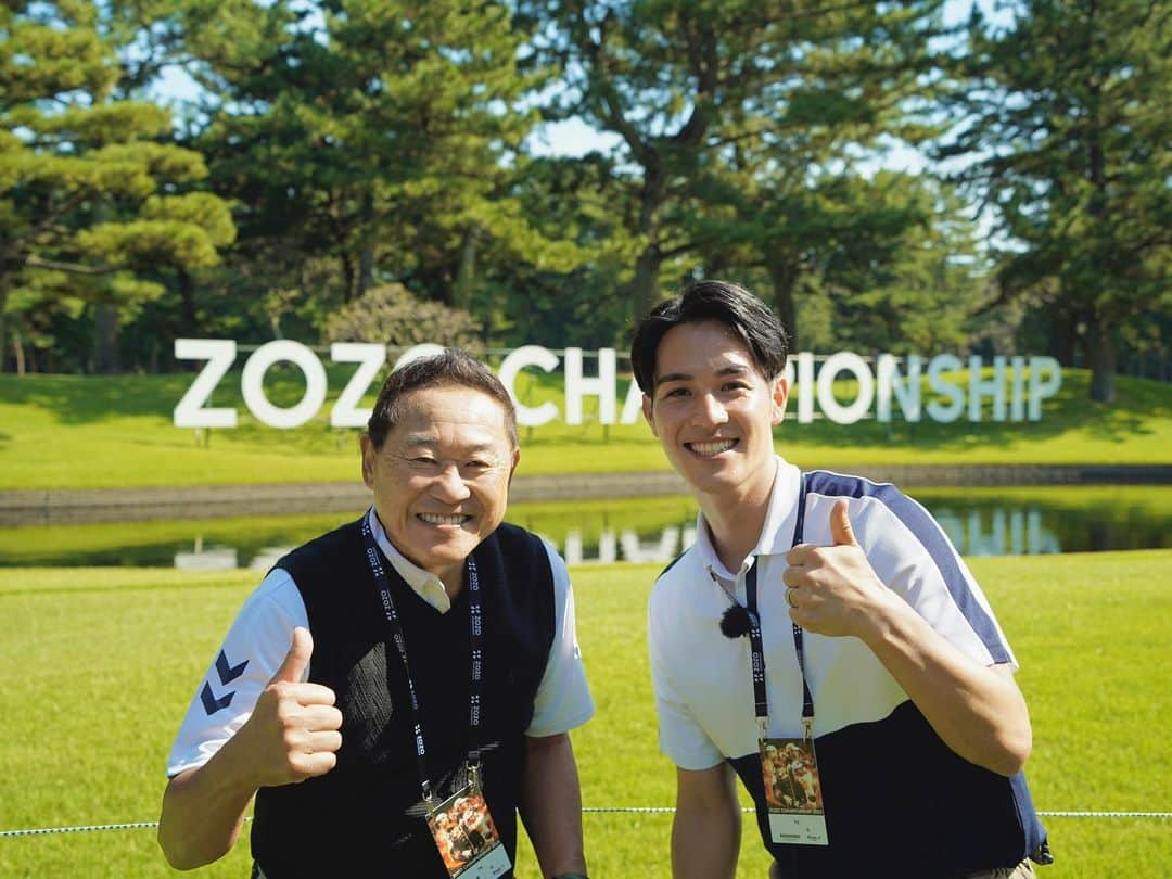 武隈光希のインスタグラム：「. 松木さんとZOZO CHAMPIONSHIPの取材へ⛳️ . . . 国内で唯一行われるPGAツアー、ゴルフ世界最高峰の戦いを取材してきました！  大会3日目を終え、石川遼選手や小平智選手など日本人選手が世界のトップ相手に大奮闘を見せています🔥 番組で注目しているザンダーシャウフェレ選手の成績はいかに？  詳細は明日のサンデーLIVE!!にて 7:30過ぎから放送です！！！  #zozochampionship #ゾゾチャンピオンシップ #ザンダーシャウフェレ #石川遼 #小平智 #稲森佑貴 #堀川未来夢 #松木安太郎 #テレビ朝日 #アナウンサー #サンデーlive」