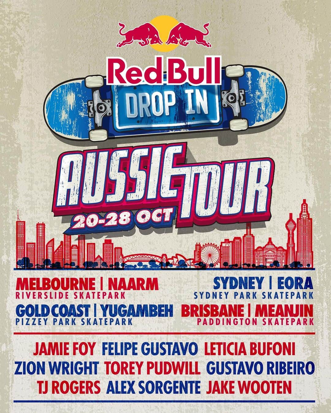 フェリペ・グスタボのインスタグラム：「Come hang with us ‼️  @redbullskate Australia tour 🇦🇺  #redbulldropintour」