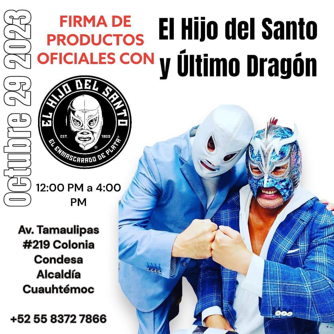 ウルティモ・ドラゴンのインスタグラム：「No te lo pierdas !!!!!  @elhijodelsanto_oficial  @elhijodelsantoshop  @dragongate_pro  @toru.kido  @ud_tiendaoficial  #hijodelsanto  #luchalibre  #聖者2世  #メキシコシティ  #cdmx」