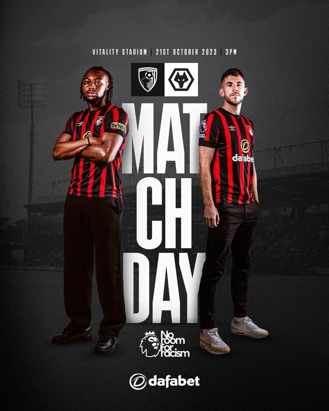 AFCボーンマスのインスタグラム：「Fully behind the @premierleague’s #NoRoomForRacism campaign today 🖤」