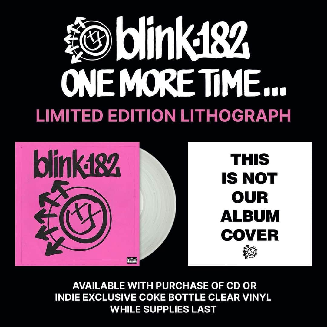 blink-182さんのインスタグラム写真 - (blink-182Instagram)「Support your local record store! Grab the indie retail exclusive limited edition coke bottle clear vinyl of ONE MORE TIME… while you can. Tag your favorite record store in the comments!」10月22日 2時29分 - blink182