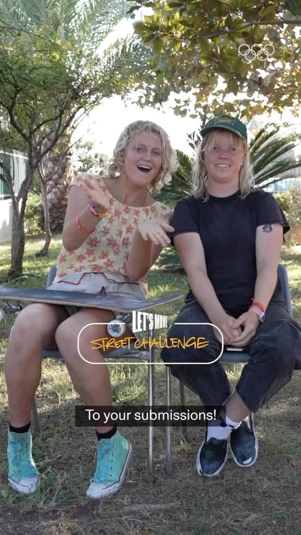 ブライス・ウェットシュタインのインスタグラム：「Best friends Poppy Starr Olsen and Bryce Wettstein are ready to react 🛹  Watch their reactions to your skateboarding submissions in the #StreetChallenge entries. There’s still time to enter the challenge, submit your videos, and earn a spot for an Olympic VIP experience!  #LetsMove #StreetChallenge」