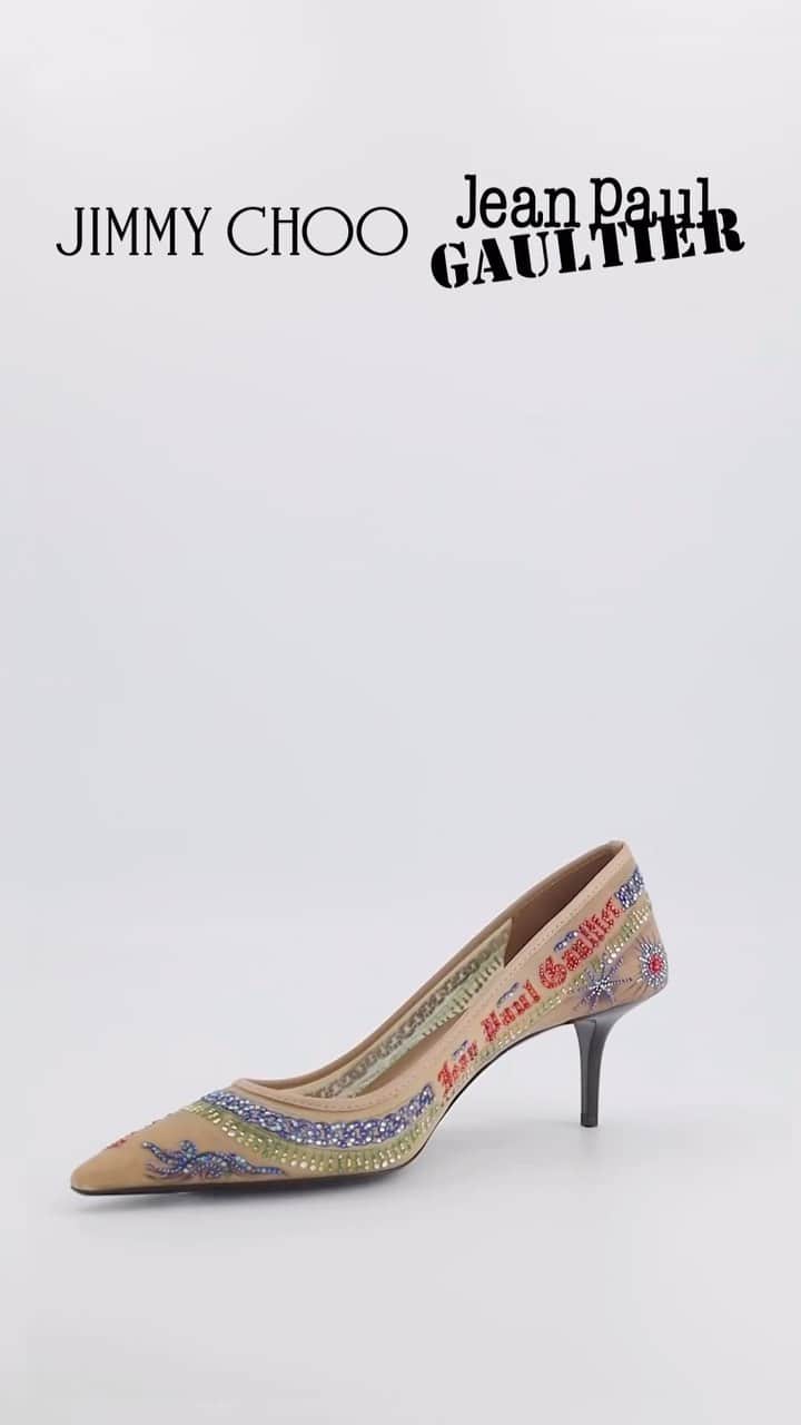 ジャンポール・ゴルチエのインスタグラム：「Spinning around 🌪️ Shop the JPG x @jimmychoo collection now  #jeanpaulgaultier #jeanpaulgaultierfashion #jimmychooxjpg」