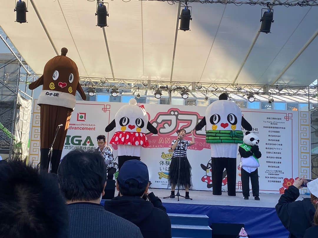 のインスタグラム：「パンダフェス 🐼  ２日間ありがとうございました❣️ 新曲、『パンダ音頭』『パンダ de ロックンロール』を披露しました✨ ねば〜る君と納豆お兄さん💕ぱんだーる君とぱんだーなちゃん 💕 司会の ジェームス英樹さん💕 ご一緒できて楽しかったです😆  パンダフェスは明日までです🐼」