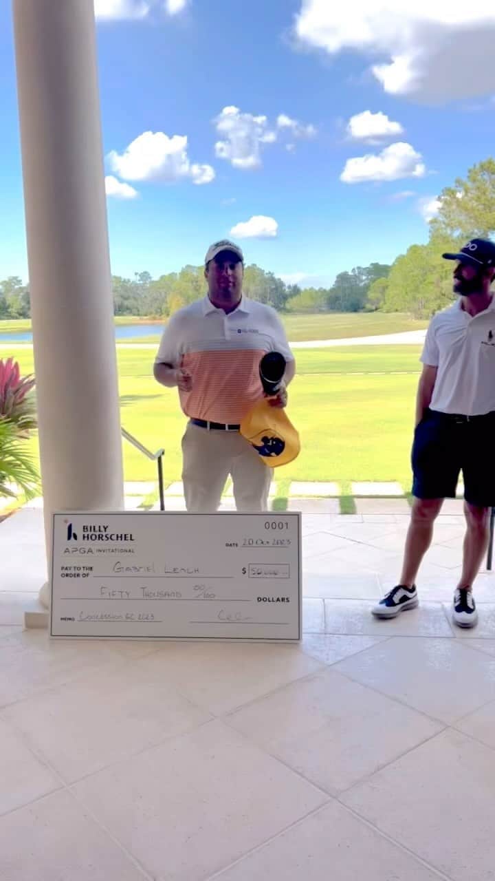 ビリー・ホースケルのインスタグラム：「This is why organizations like @apgatour matter. This is why @billyho_golf has been unrelentingly fighting for these guys the past few years and why the @horschelfamilyfdtn supports The APGA Tour and the guys out there battling for their dreams and livelihoods. @gabriel_lench62 is just one example of the impact this opportunity is having on these guys. I was in tears watching this, it was an absolute honor to meet you this week- we are all so proud of you. I hope you have made it home to hug and enjoy this victory with your wife and baby. #winner #betterthananairfryer 😂 #undefeatedatconcession」