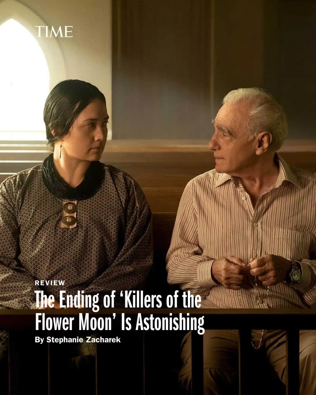 TIME Magazineのインスタグラム：「"Once in a while," writes TIME critic Stephanie Zacharek, "a film ending is so potent, so powerful both on its own terms and as the culmination of all that has come before, that it demands consideration by itself."  If you haven’t yet seen Killers of the Flower Moon, consider yourself warned to stop reading here.   If you’ve seen it, and it’s haunting you, tap the link in bio for more.」