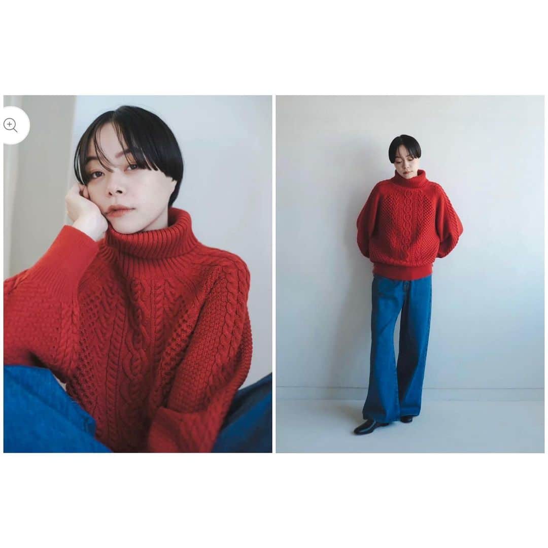 Kanocoのインスタグラム：「foufou🧶 冬の赤は、たまらんよね。」