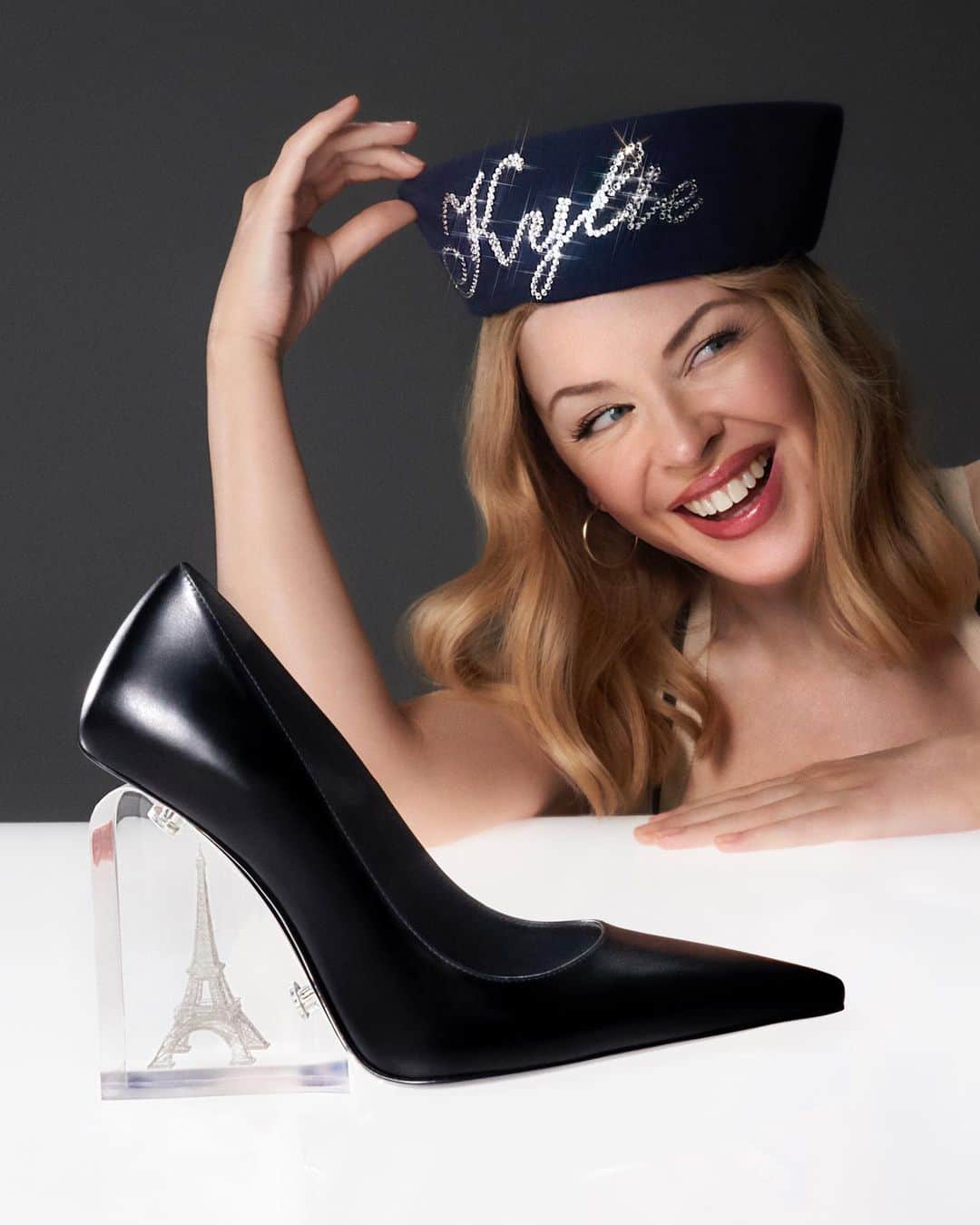 Jimmy Chooのインスタグラム：「A celebration of the creativity, humour and wit of both houses, Jimmy Choo / Jean Paul Gaultier captures the spirit of Paris and London with a range of limited-edition designs, celebrating extraordinary style  #JimmyChooxJPG   As modelled by @kylieminogue」