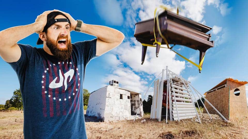 Dude Perfectのインスタグラム：「Whose fort can withstand the heat (and the piano)?! See for yourself in Build A Fort Battle, LIVE in the Dude Perfect App & on YouTube! 🏰🔥」