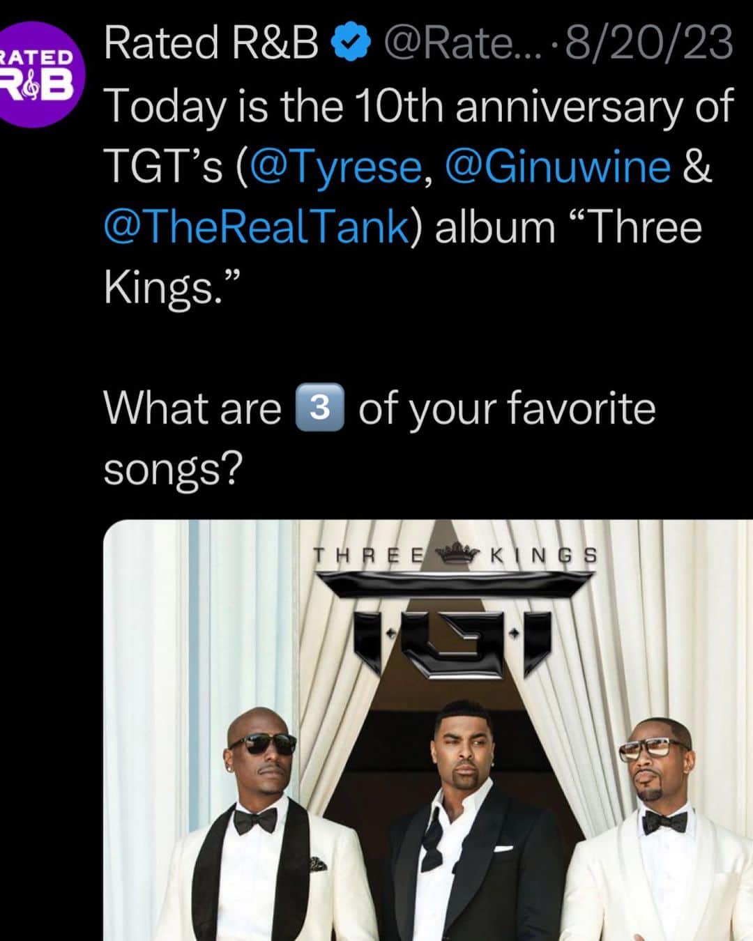 タイリース・ギブソンのインスタグラム：「The #GrammyNominated THREE KINGS ALBUM shifted culture…..   10 years ago an idea that we had bouncing around in our heads for 15 years finally happened finally came into fruition the EGO’s and bullshit on ALL FRONTS killed the dream….. Then last night in Tampa we out all of our bullshit aside and THIS happened…. [ see previous post ]」
