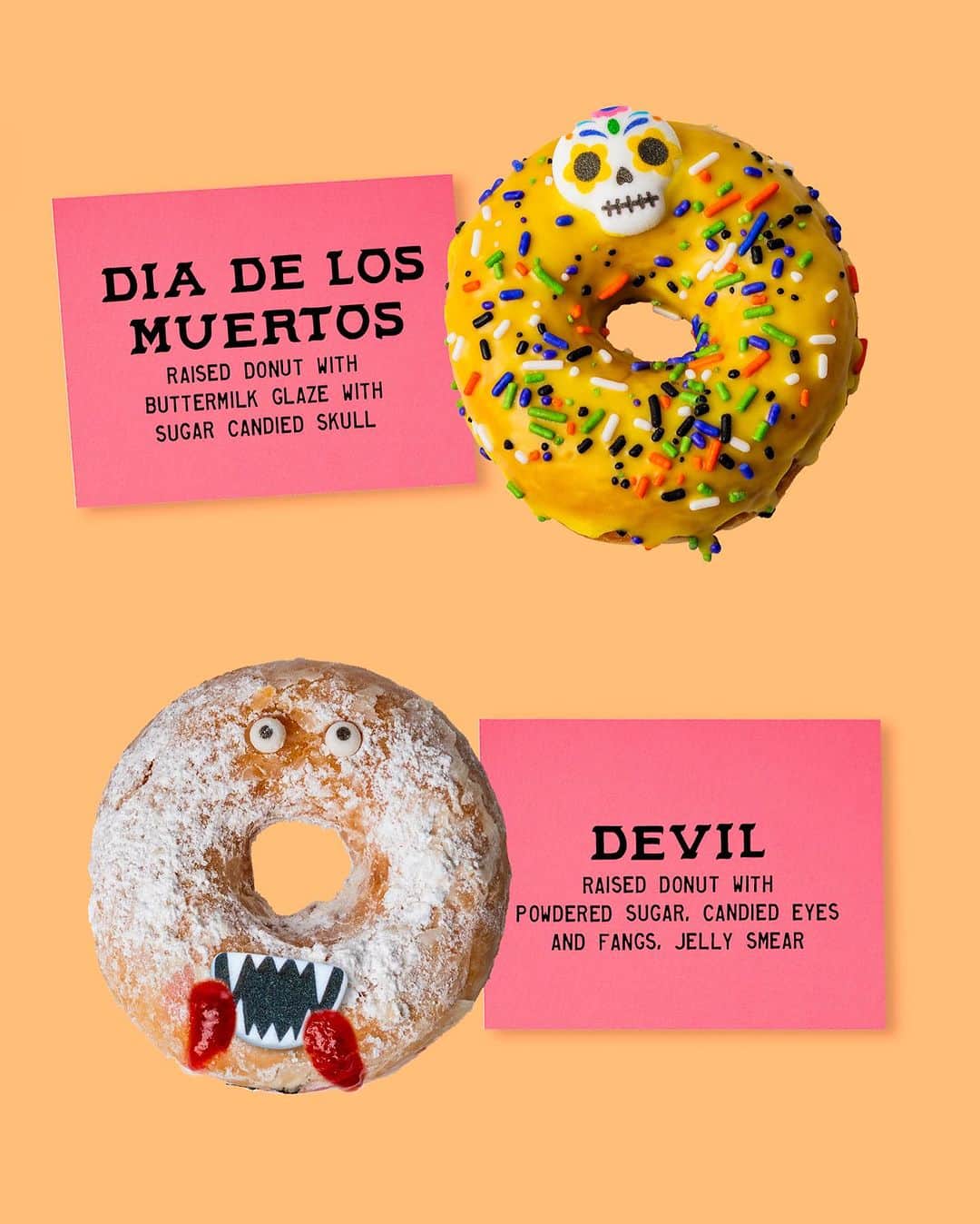 ダニー・トレホさんのインスタグラム写真 - (ダニー・トレホInstagram)「🎃HALLOWEEN DONUTS🎃 Available starting TODAY, Saturday 10/21 is our Halloween Donuts! Come grab a box or BOO! I mean two!   🕸️Spiderweb - Raised Donut with buttermilk spiderweb design 🧟‍♂️Mummy- Chocolate Cake Donut with cream cheese frosting and sugar candied eyes 💀Dia de Los Muertos - Raised Donut with traditional buttermilk with sugar candied skull  👹Cookie Monster - Raised donut with monster buttermilk design 😈Vampire - Raised Donut with powdered sugar with candied eyes and fangs with jelly smear 🎃Halloween Cumpleanos - Raised Donut with traditional buttermilk and Halloween sprinkles  Open daily 7AM-4PM  📍6785 Santa Monica Blvd, Los Angeles  #trejostacos #trejosdonuts #trejoscantina #trejoscerveza #trejosdonutsandcoffee #coffeeshop #losangeles #donuts #dannytrejo #breakfast #bakers #donutsandcoffee」10月21日 23時57分 - officialdannytrejo