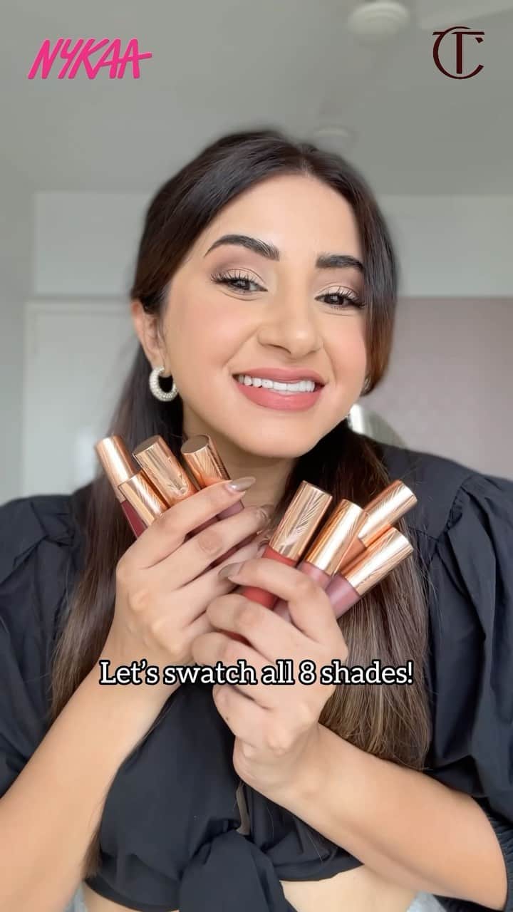 Aashna Shroffのインスタグラム：「Say hello to the new @charlottetilbury Airbrush Flawless Lip Blur, now finally available in india, exclusively on @mynykaa!💋   A super light and comfortable formula, and 8 beautiful shades that you can choose to wear BLURRED of BOLD!✨  Which one’s your fave? Tell me in the comments below!💄✨  ✨ Limited Period Offer: Enjoy 2 mini gifts on orders above ₹5000!  #CharlotteTilburyXNykaa #OnlyAtNykaa #AirbrushLipBlur」