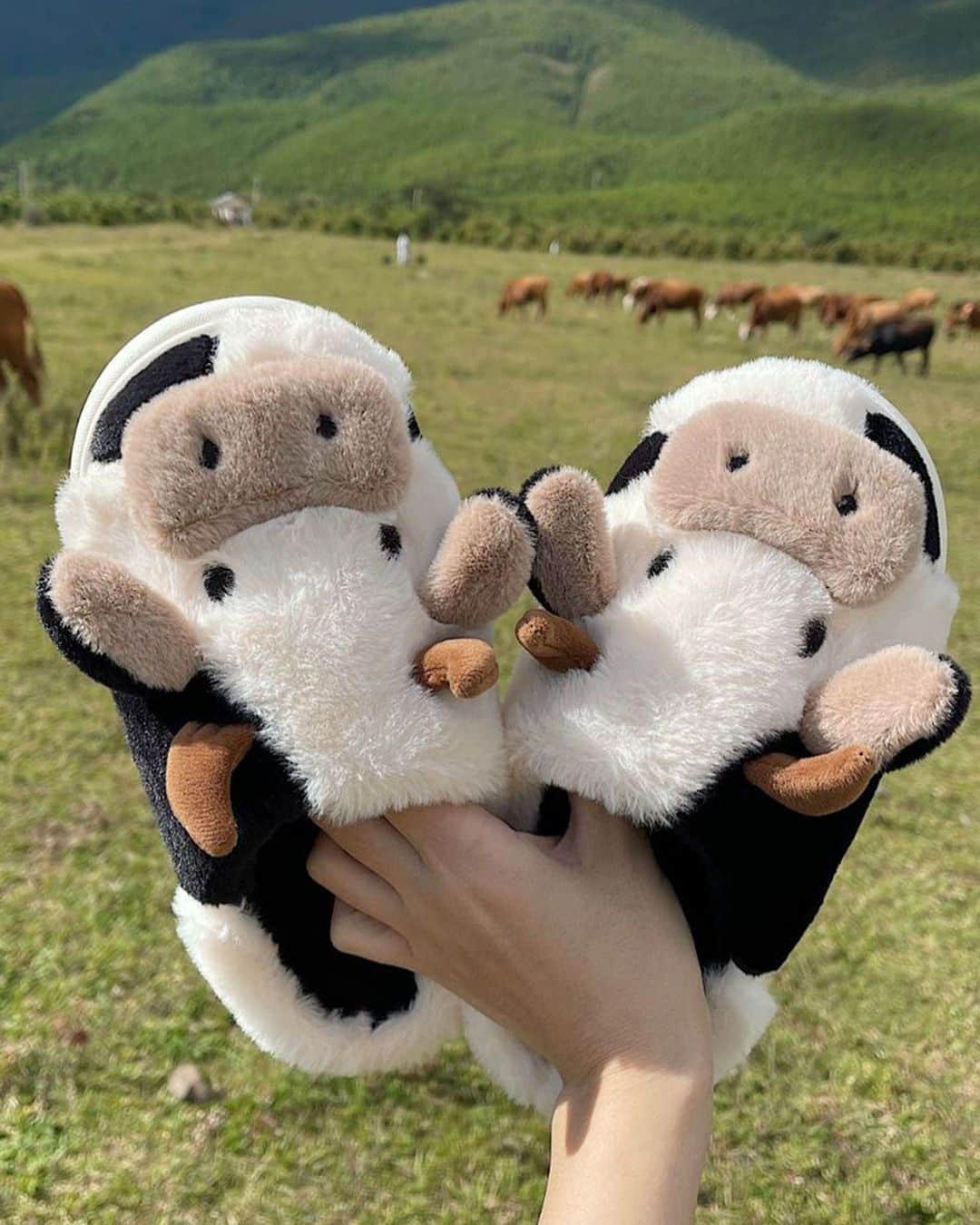 SHEINのインスタグラム：「Feet, meet your new best friends! 🤩 The cow ones are a whole MOOd 🐮😉 Which plush pair is your vibe? 👇  🔎 22623347 20442677 12266655  #SHEIN #SHEINforAll #SHEINstyle #fashion #chic」