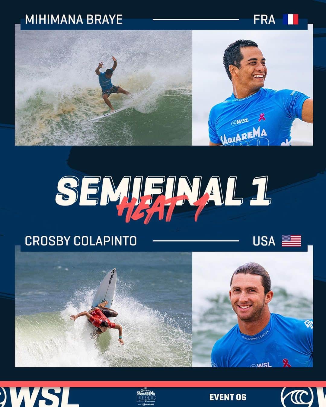 世界プロサーフィン連盟（WSL）のインスタグラム：「The Men’s Semifinals are ON!  Watch the @corona #SaquaremaPro LIVE on worldsurfleague.com. @bancodobrasil」