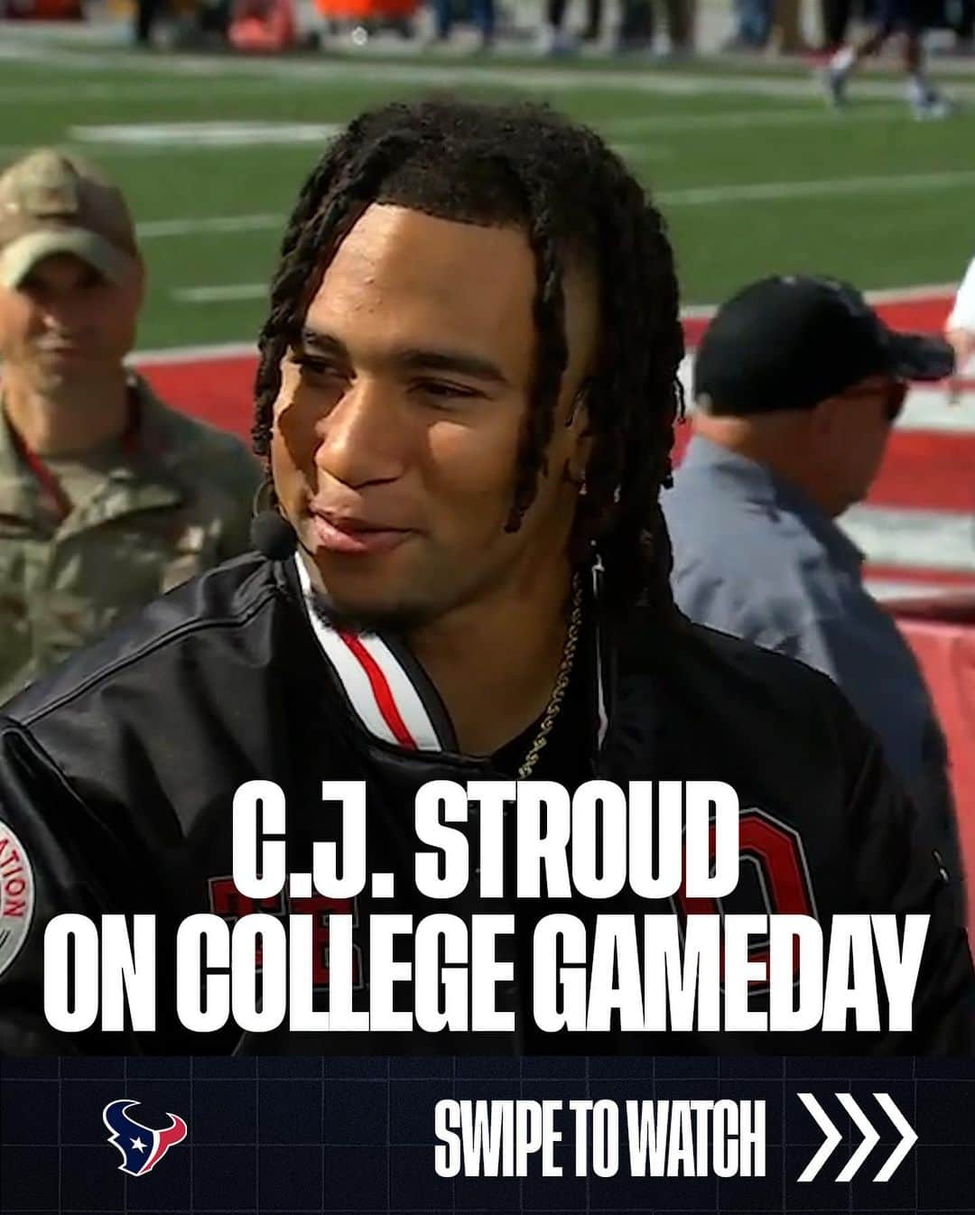 ヒューストン・テキサンズのインスタグラム：「@cj7stroud pullin’ up to @collegegameday 🫡」