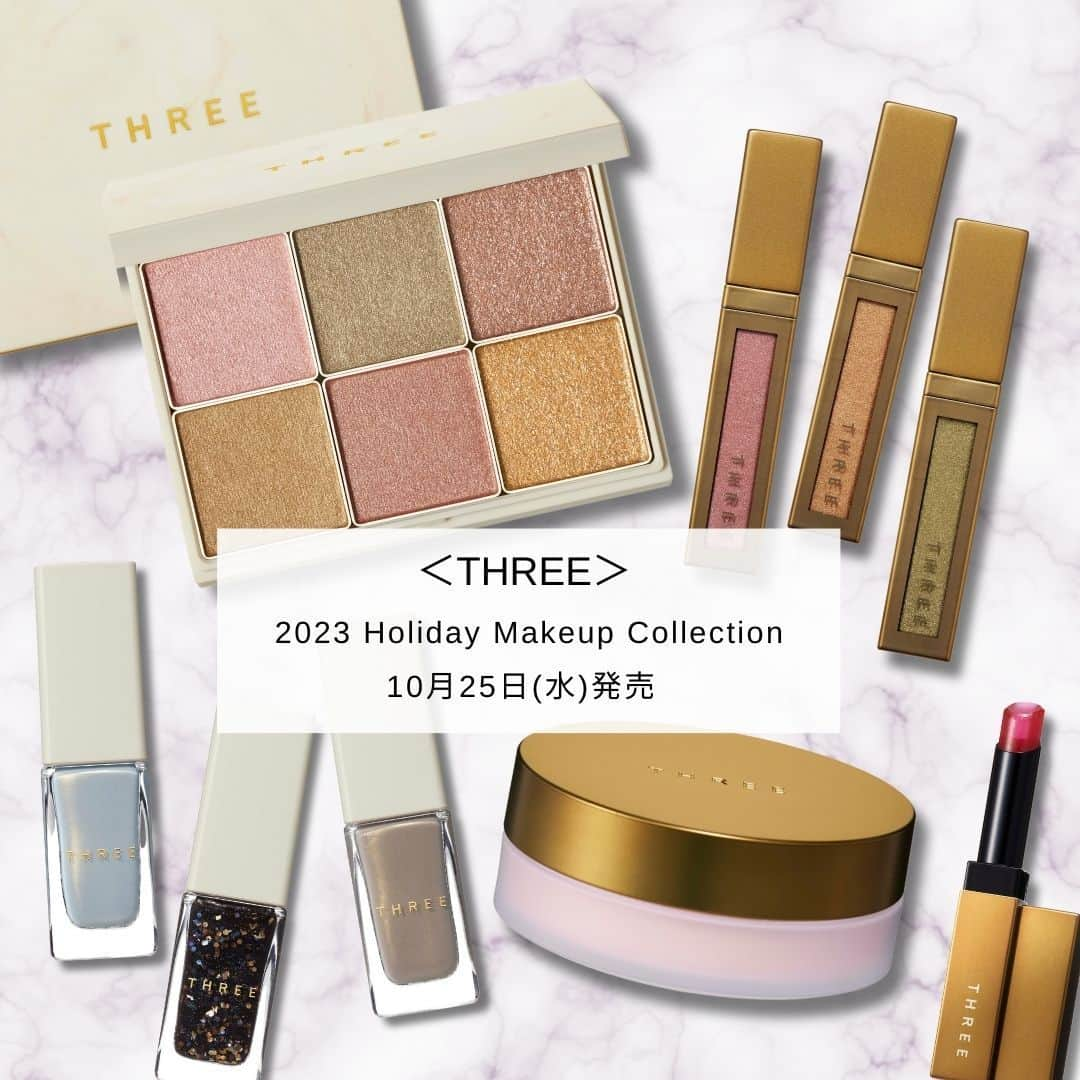 ISETAN MiRRORのインスタグラム：「2023ホリデーコレクション新作情報♡ ＜THREE＞Holiday Collection"Sacred Geometry"  ■ホリデーコレクション パレット 2023 限定1種　7,480円 SACRED GEOMETRY  ■ユナイテッドフルイドアイカラー 限定3色　3,850円 X01 RADIANT ROMANCE ピンクゴールド X02 LOVING UNITY ベージュゴールド X03 TIMELESS ENERGY カーキゴールド  ■ルヴァントリップケアティント K 限定2色　3,960円 X01 LIFE SENSE クリアーレッド X02 BEAUTY SENSE クリアーグレー  ■ネイルポリッシュ 限定5色　1,980円 X61 GOLDEN DAWN ローズゴールド X62 SWEETEST SILENT スカイゴールド X63EMOTIONAL EMPATHY グレイッシュゴールド X64 GOLDEN YEARS ゴールデンシェード X65 LOVE OVER GOLD ゴールデンジオメタリー  ■アドバンスドエシリアルスムースオペレーター ルースパウダー 限定1色　6,050円  発売日情報 ◾️2023年10月25日（水）  *価格はすべて税込です。 *数に限りのある商品がございます。品切れの際はご容赦ください。  ▼THREEお取り扱い店舗 ルミネ新宿店 ルミネ大宮店 セレオ八王子店 ルミネ北千住店 吉祥寺パルコ店 ららぽーとTOKYO-BAY店 錦糸町テルミナ2店 アトレ恵比寿店 ルミネ荻窪店 東京ミッドタウン日比谷店 グランエミオ所沢店 ららぽーと横浜店 ekie広島店  @isetanmirror  #isetanmirror #イセタンミラー #THREE #threecosmetics #コスメ紹介 #ホリデーコレクション #クリスマスコレクション」