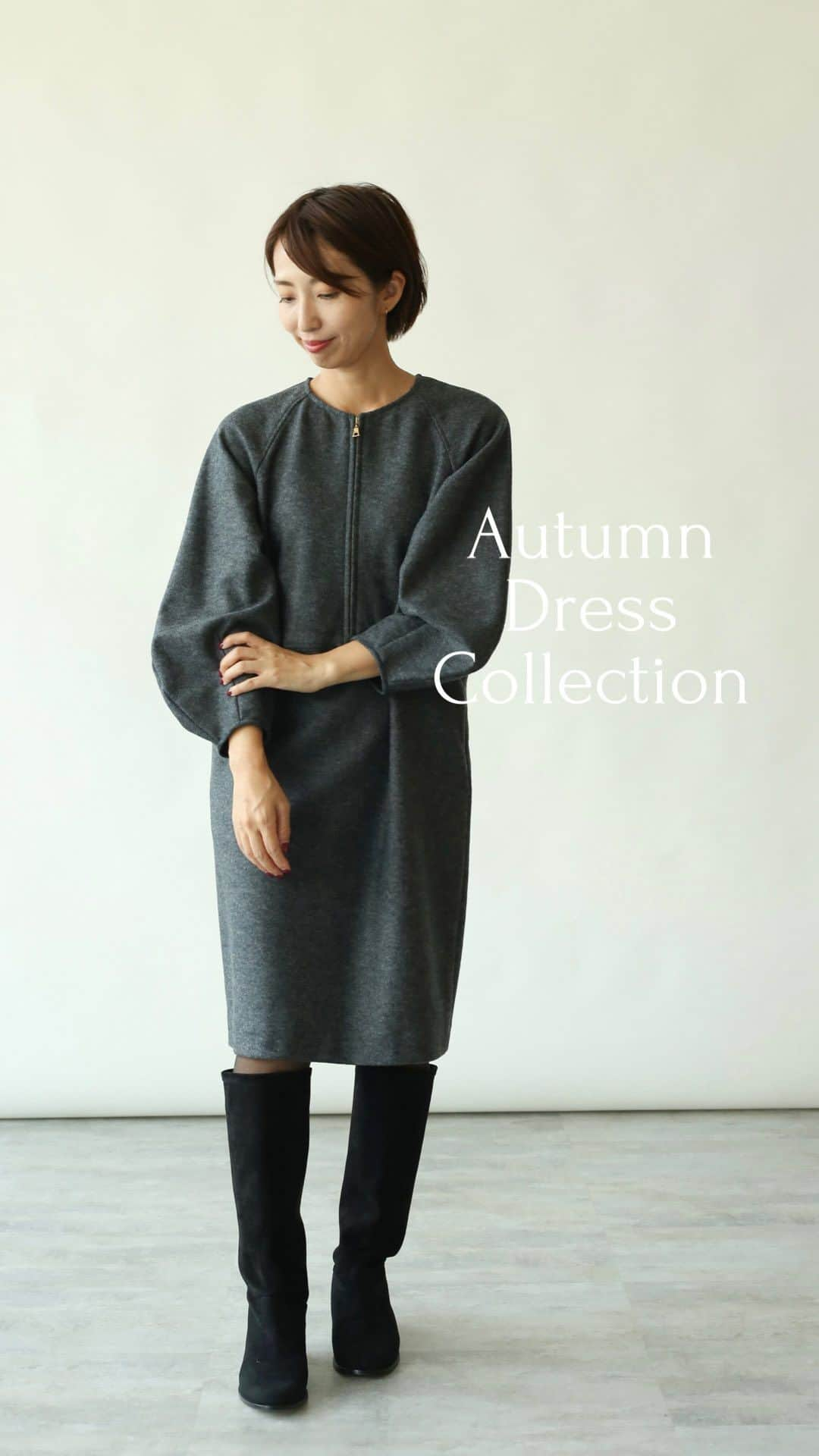 VERMEIL par ienaのインスタグラム：「Autumn Dress Collection  1.23040938109030 グレンチェックウエストシェウプワンピース ¥36,300+tax ※日本橋限定  2.23040938106040 ポプリンフリルボウタイワンピース ¥31,900(taxin)  3.23040938113030 ウールリング圧縮 パフスリーブチュニックワンピース ¥28,600(taxin)  4.23040938108040 ジョーゼットチェストギャザーワンピース ¥28,600(taxin)  5.23080938517040 ライトウールニットタートルワンピース ¥27,500(taxin)  #vermeilpariena  #vermeil  #ヴェルメイユパーイエナ #2023aw #ワンピース」