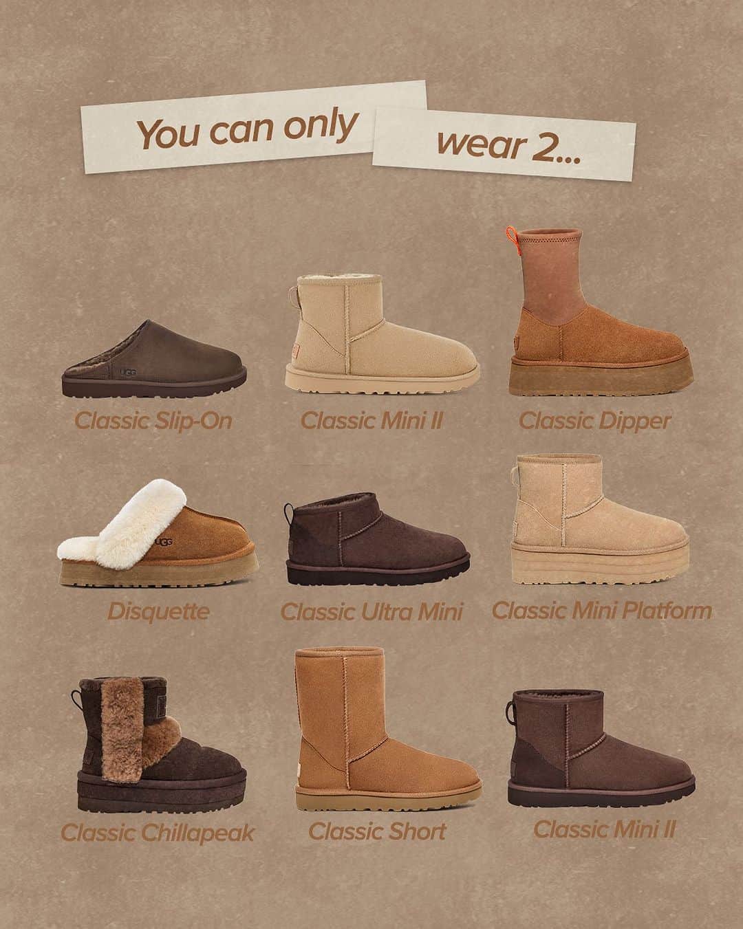 のインスタグラム：「If you could only wear two for the rest of the year... which would you pick?  #UGG #FeelsLikeUgg #UggSeason」