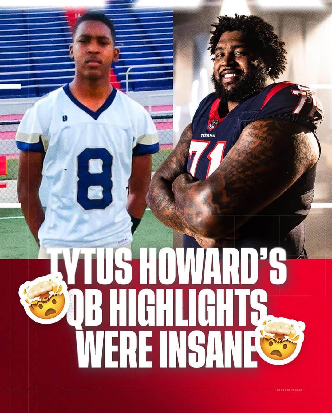 ヒューストン・テキサンズのインスタグラム：「The Tytus Howard origin story 🤯」