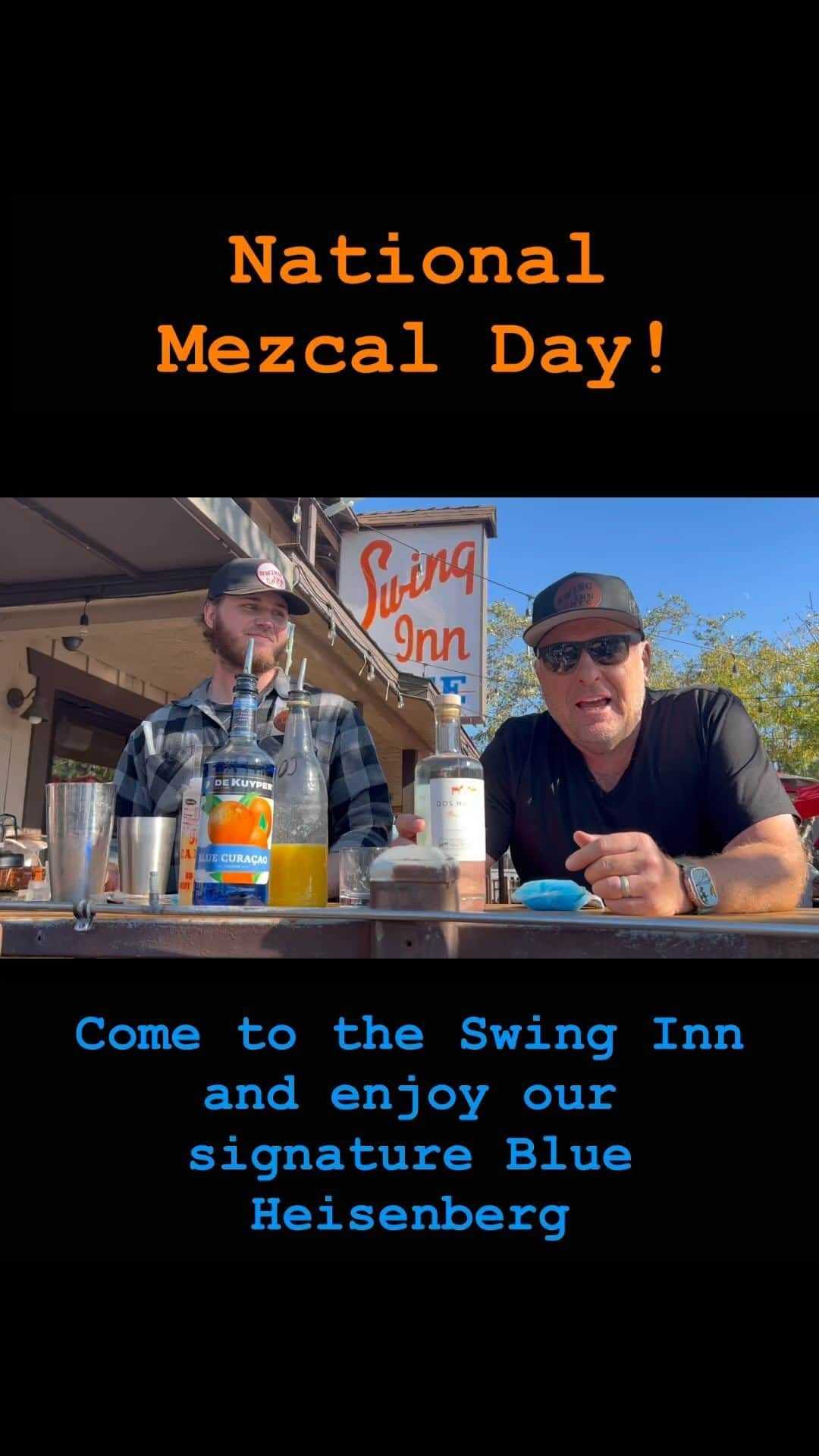 ディーン・ノリスのインスタグラム：「Come enjoy our signature Blue Heisenberg on National Mezcal day at the Swing Inn, Temecula @swinginncafe @doshombres @aaronpaul @bryancranston」