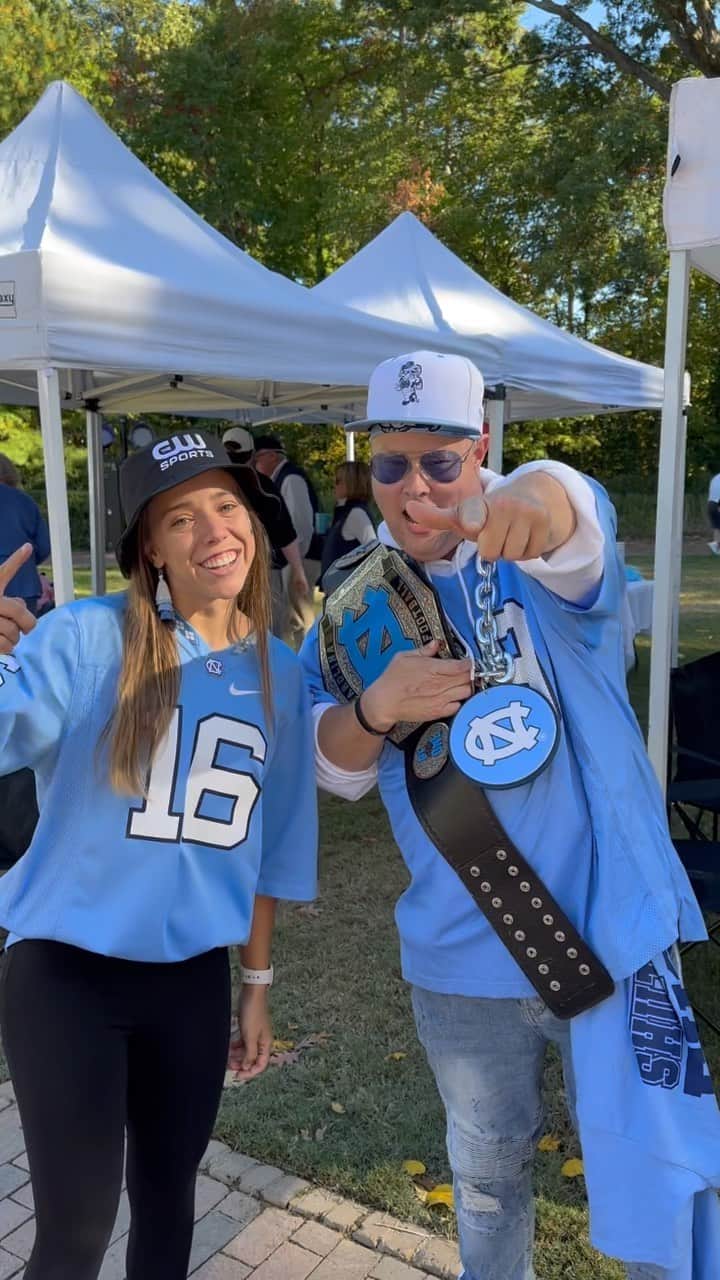 The CWのインスタグラム：「It's GAME DAY, let's get legendary! Fans spill the tailgating tea with @lydiawaddell 🩵  #thecwsports #accfootball #CarolinaFootball」