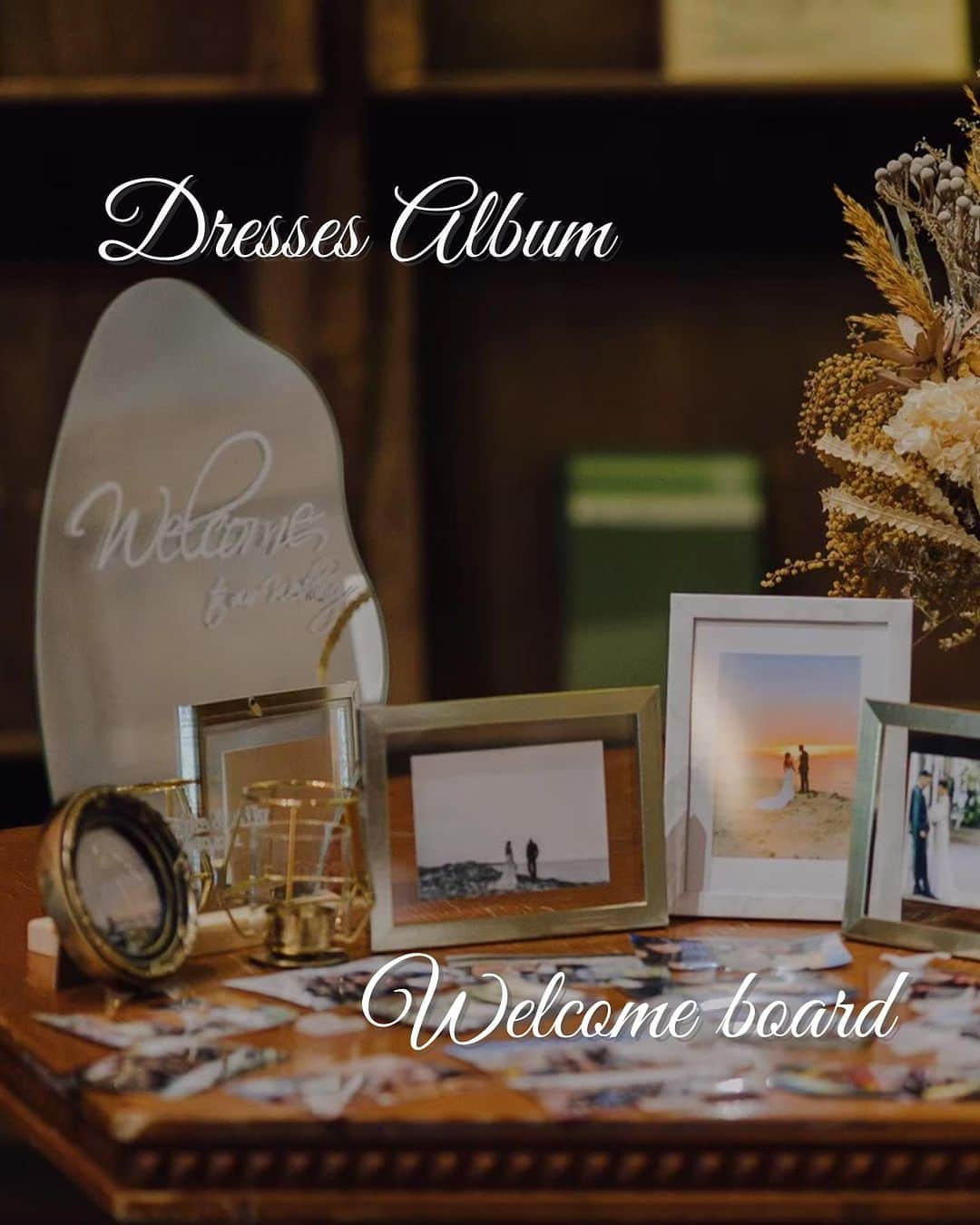 Dresses (ドレッシーズ)のインスタグラム：「←その他の投稿はこちらから  Dresses Album Welcome board  今回は,Dresses花嫁のウェルカムボードをご紹介✨  ウェルカムボードとひとことで言っても 素材や描くもの次第でガラッと印象が変わるもの。  ゲストをお迎えするスペースを引き立てる 大切なアイテムなので、こだわりたいポイント♡  ぜひ保存しておいて参考にしてくださいね♪ ___________________  Dressesブライダルカウンター  　　結婚準備に関わる ＼お役立ち情報を発信中／  ”ドレスと結婚式費用がおトクになる” ブライダルカウンターがお届けする 結婚準備情報メディアアカウント🕊  こんなあなたにオススメです💫  ✔︎結婚が決まりこれから準備を始める ✔︎楽しく結婚準備をすすめたい ✔︎おふたりらしい結婚式を叶えたい  お問合せ・ご来館予約は プロフィールの「連絡する」より 受け付けております💒  ▼その他のお役立ち情報はこちらから @dresses_weddings  ___________________ #ウェルカムボード #ウェディングアイテム #ウェルカムスペース #ドレス選び #ドレッシーズブライダルカウンター #ドレッシーズ #ブライダルカウンター #結婚式場探し #式場探し #結婚式場見学 #式場見学 #結婚式場選び #式場選び #結婚準備 #結婚準備中 #式場紹介 #結婚式場紹介 #式場紹介 #結婚式準備レポ #結婚式準備レポ #福岡花嫁 #関西花嫁 #広島花嫁 #熊本花嫁 #鹿児島花嫁」