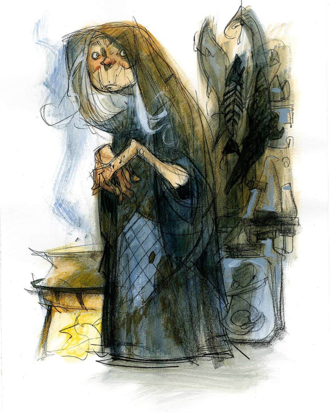 Disney Pixarのインスタグラム：「"You never conjure where you carve. Very Important." - The Witch from Brave 🧙‍♀️  Concept art by Steve Purcell」