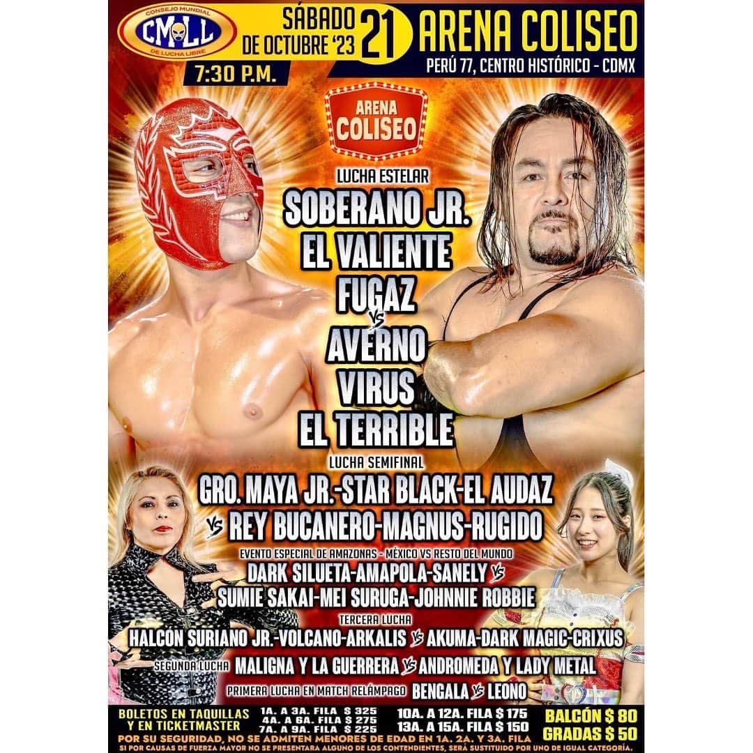 駿河メイさんのインスタグラム写真 - (駿河メイInstagram)「¡Estábamos en Arena Coliseo! ¡El ejército multinacional derrotó al ejército mexicano! ¡2-0!  多国籍軍2日目🇯🇵🇺🇸 in アレナコリセオ vs アマポーラ、シエルタ、アンドロメダ これまたハードだったけど勝利！ ねえ！頭掴んで無理やりヘドバンみたいな技は、本当にやめて欲しい！！  勝率🌏2-0🇲🇽  #メイベモスアメヒコ #ChocoPro #CMLL #mexico」10月22日 15時50分 - mei_gtmv