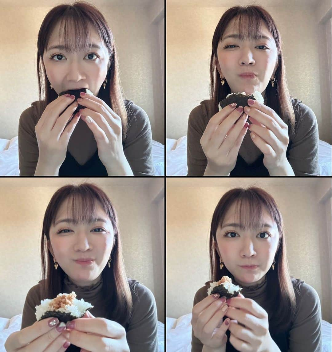 清水楓さんのインスタグラム写真 - (清水楓Instagram)「🍙🍙  熊さんの作ったお米のおにぎり in岡山  お酒もお米も好き だけれど何も知らない  初めての稲刈り 学びが沢山ありました🍶🌾🍚  #もぐもぐかあこ」10月22日 16時32分 - kaede_shimizu