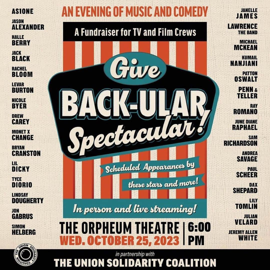 シャロン・ローレンスのインスタグラム：「Repost from @tusctogether • Help Film & TV crew, support staff and PAs who are stuck between the AMPTP and the Unions. They are out of work for reasons beyond their control and need emergency funds now. Get tickets or donate now at the link in our bio」